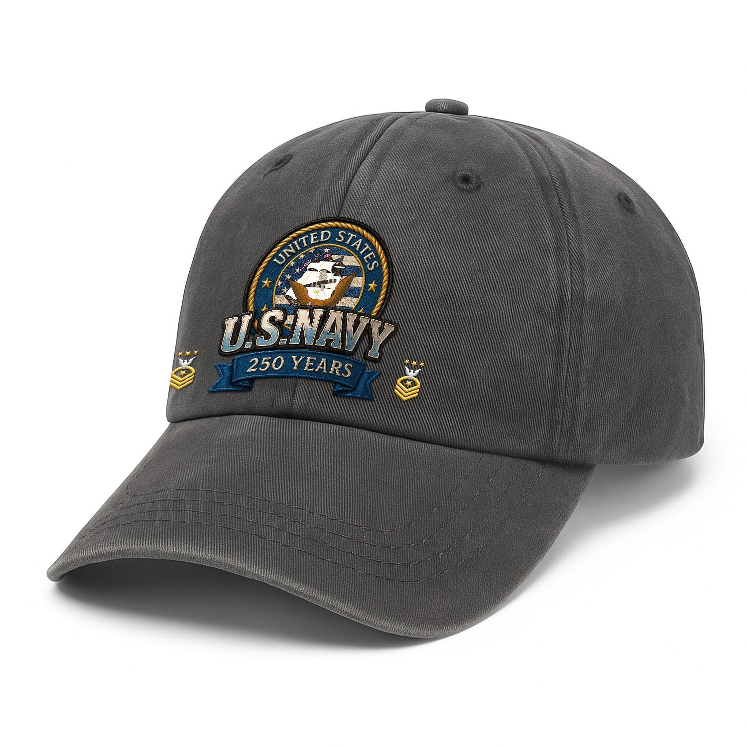 Custom Ranks US Navy Premium Washed Denim Cap DC020