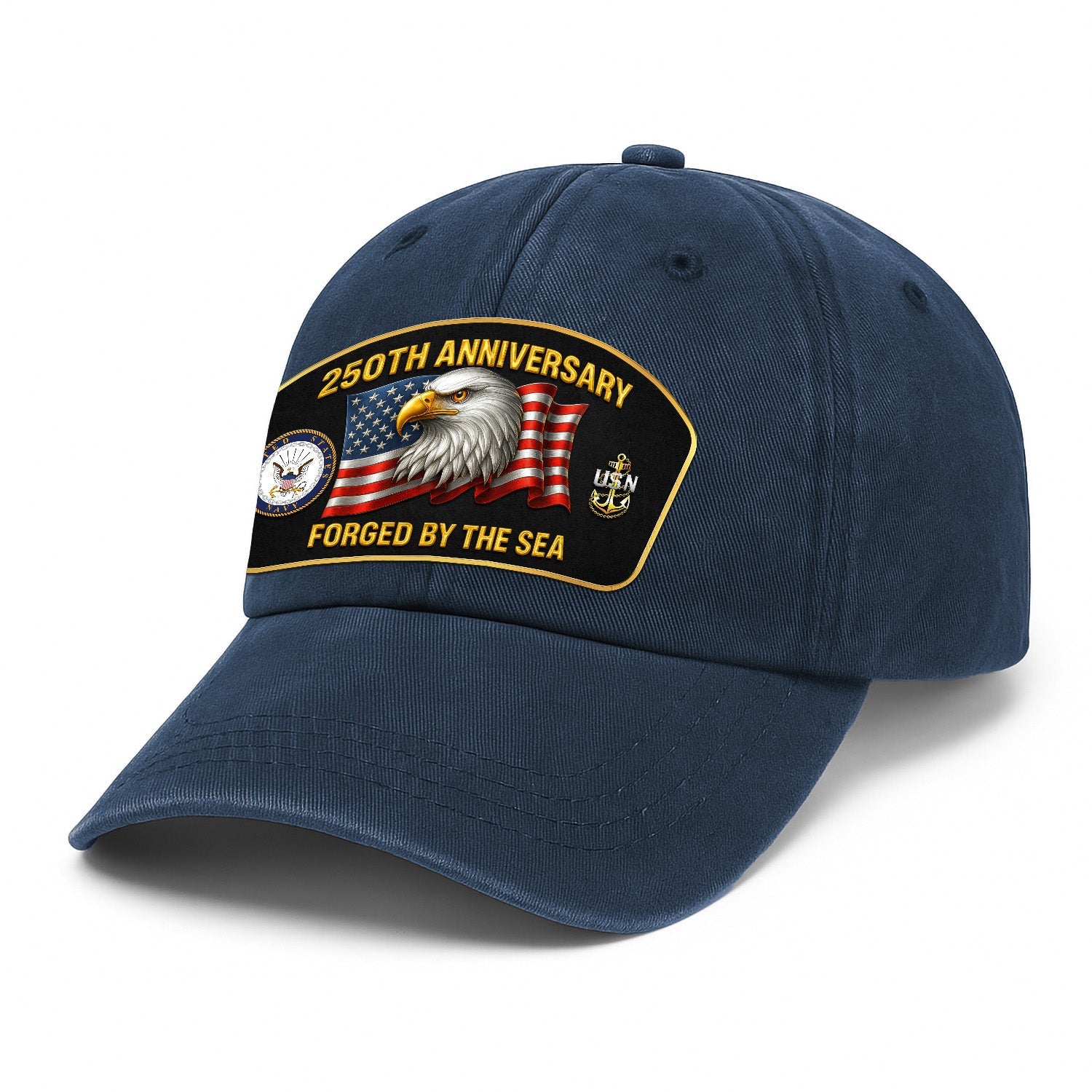 Custom Ranks US Navy Premium Washed Denim Cap DC021