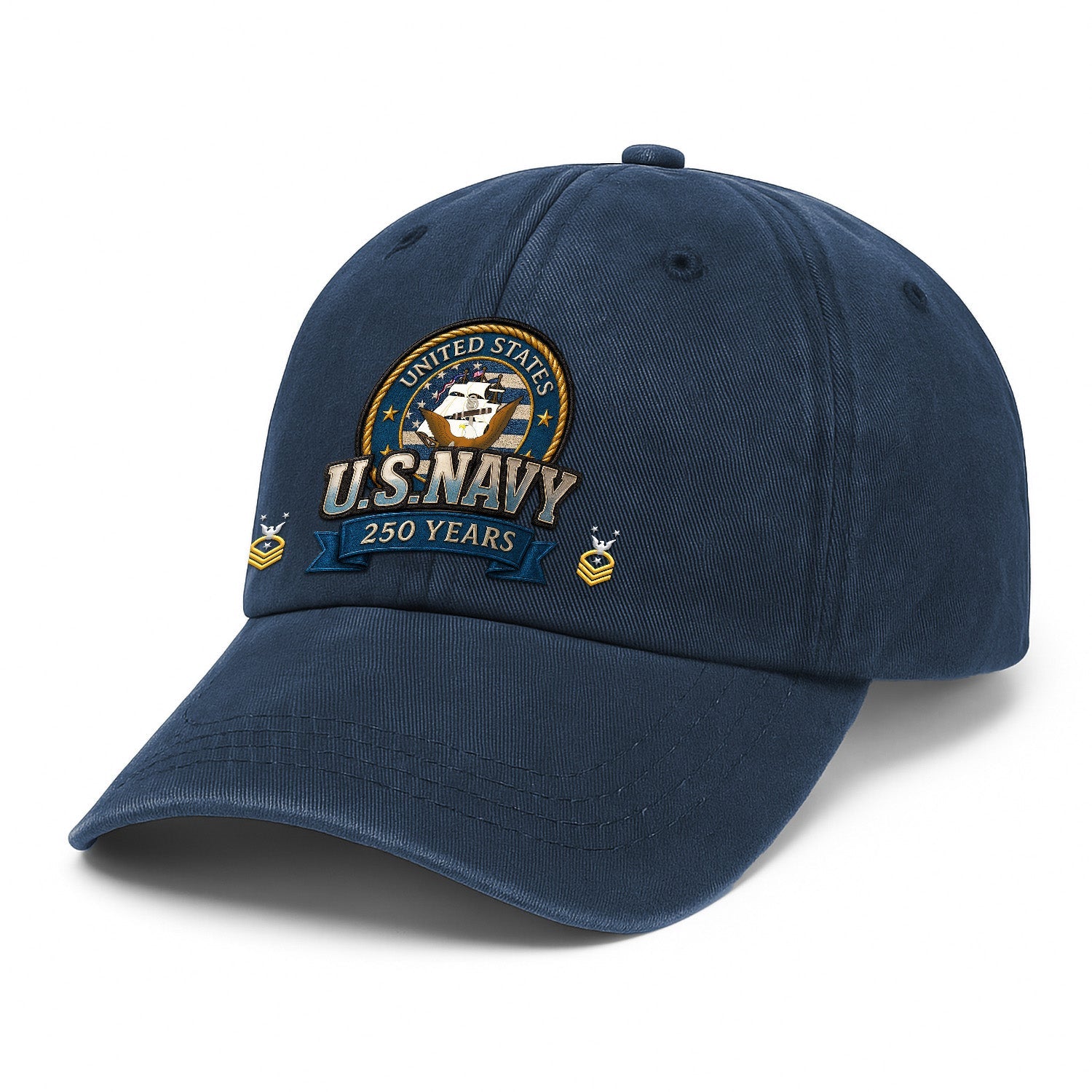 Custom Ranks US Navy Premium Washed Denim Cap DC020