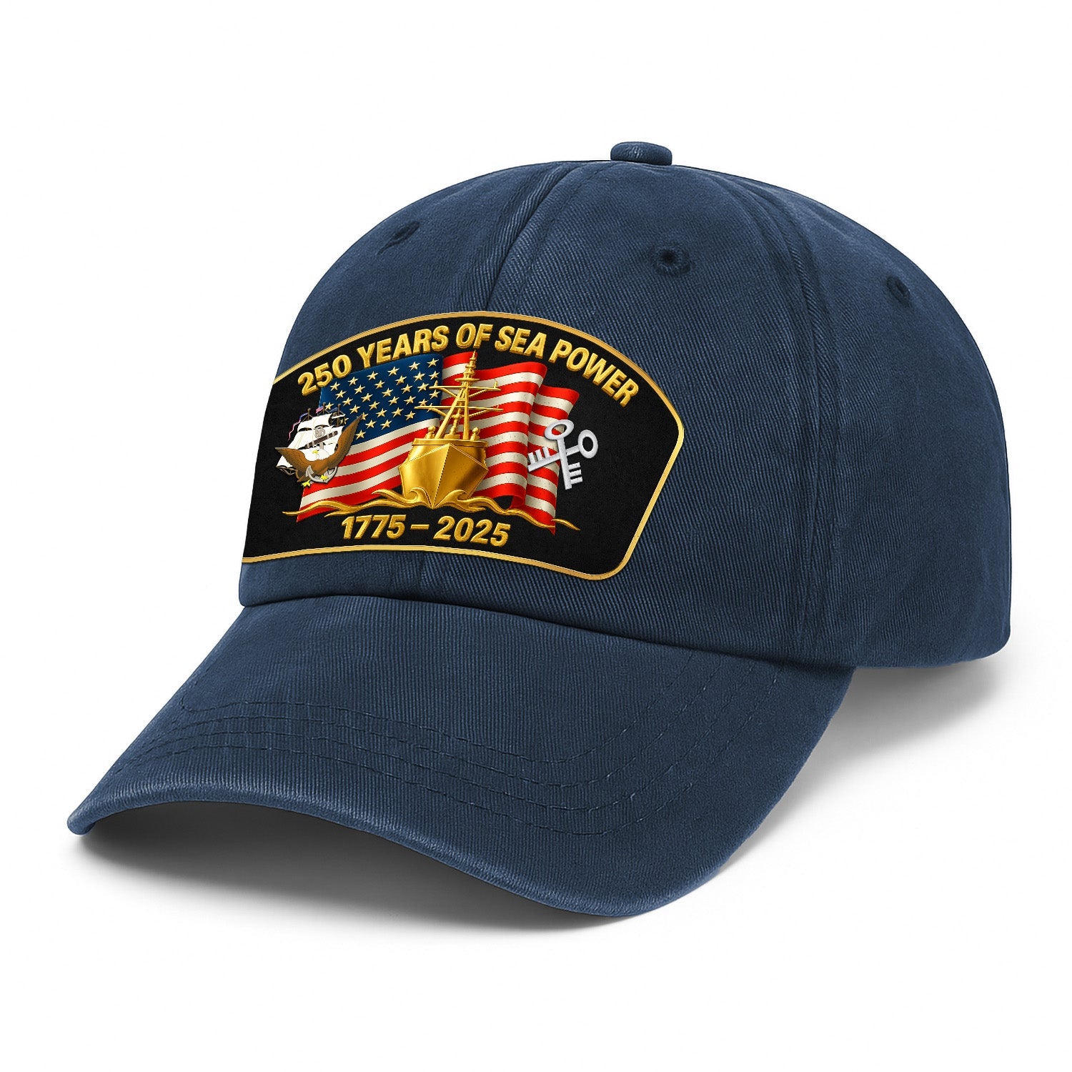 Custom Ranks US Navy Premium Washed Denim Cap DC023