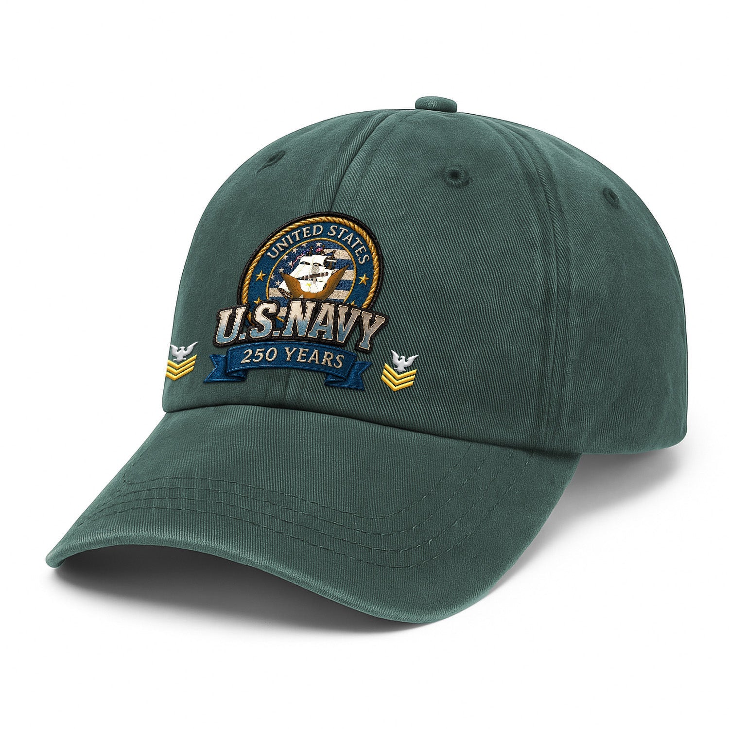 Custom Ranks US Navy Premium Washed Denim Cap DC020