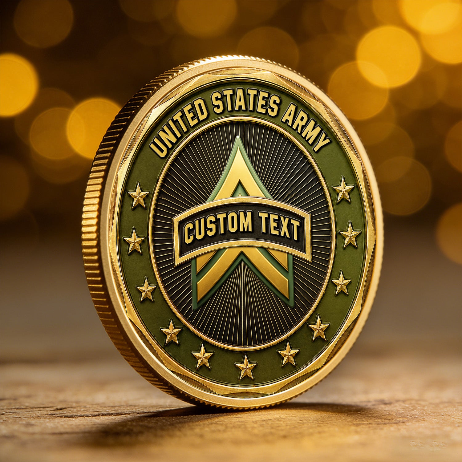 Custom Army NCO Rank Text 3D Challenge Coin Keepsake
