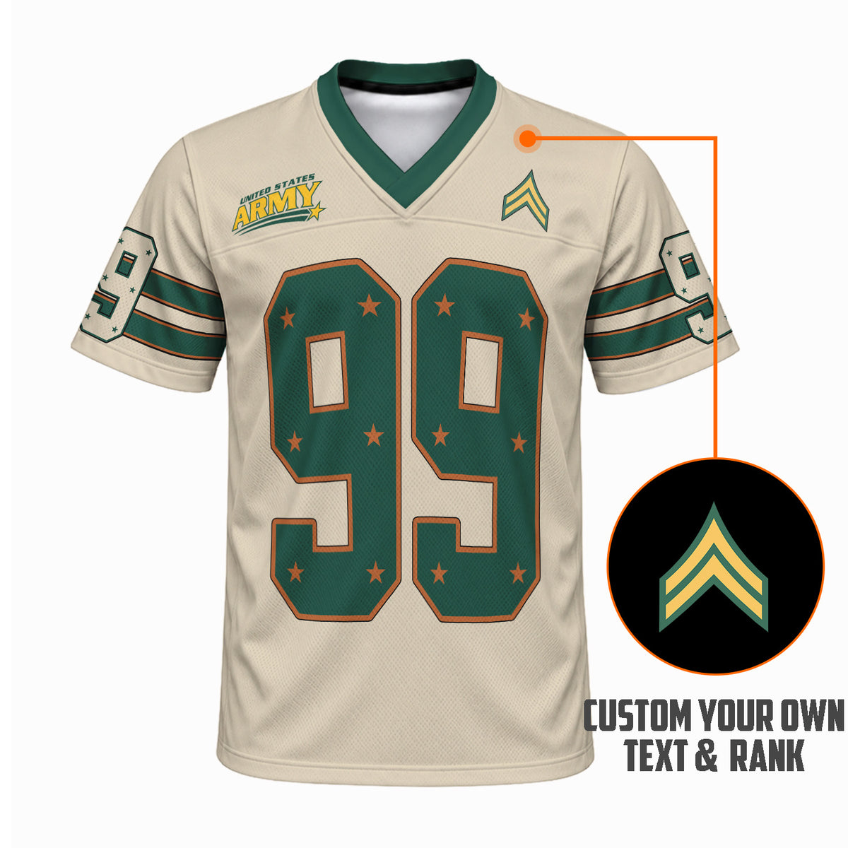 Personalized U.S. Army Jersey Custom Military Rank Name and Text