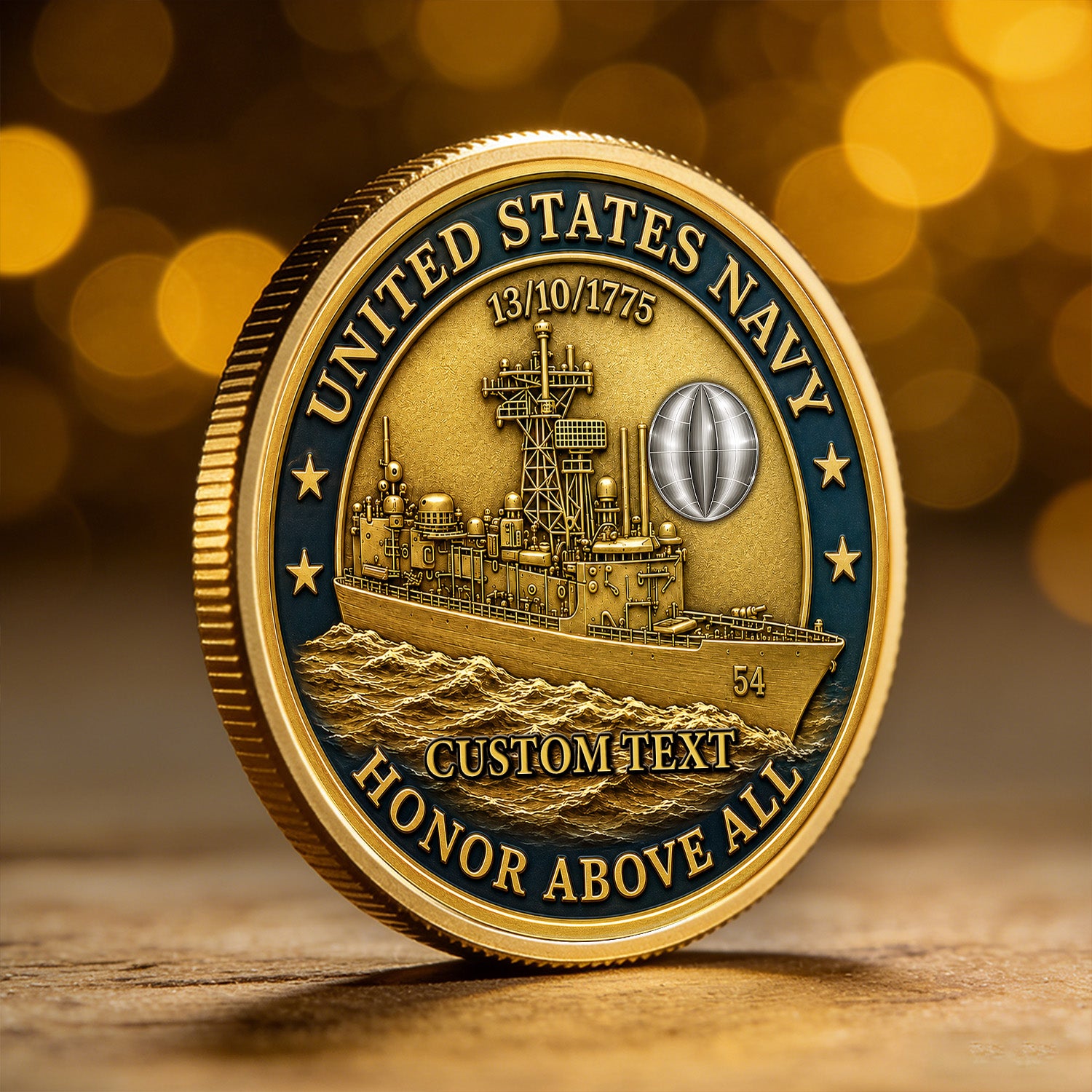 Custom US Navy Career Rank Text 3D Challenge Coin