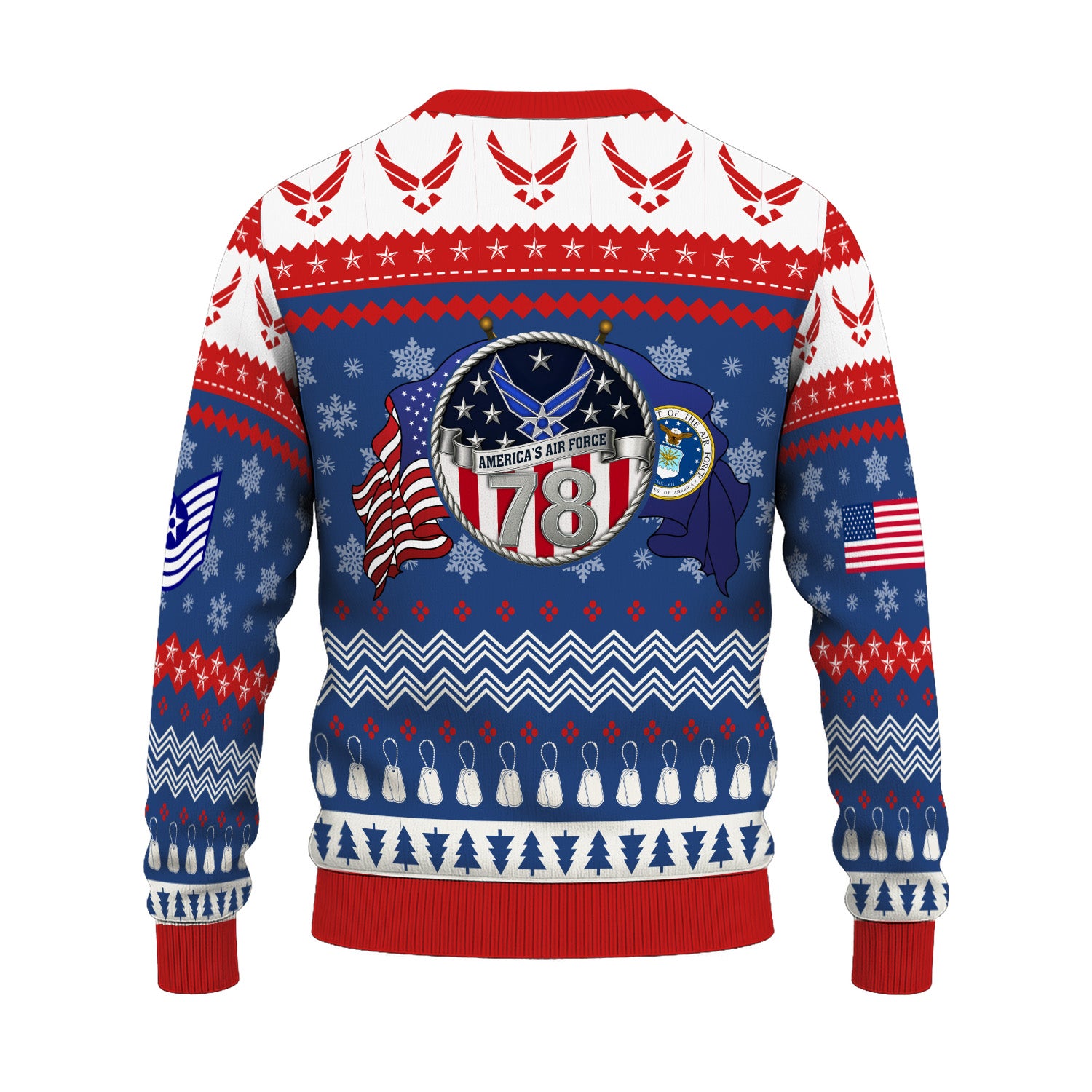 Custom Ranks US Air Force Ugly Christmas Sweater for Women Men KRUST04