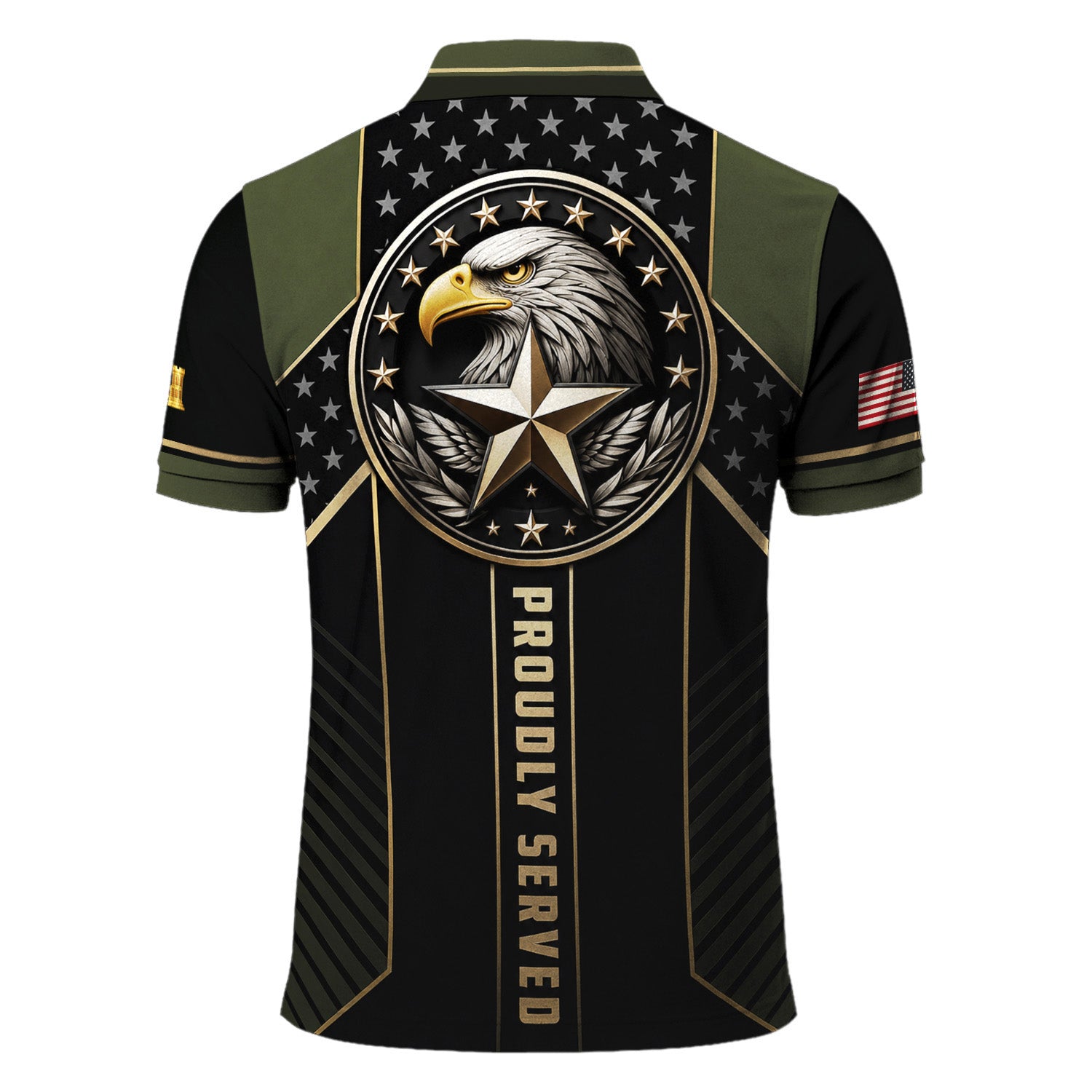 US Army Military Personalized Rank Polo Shirt Gift for Men