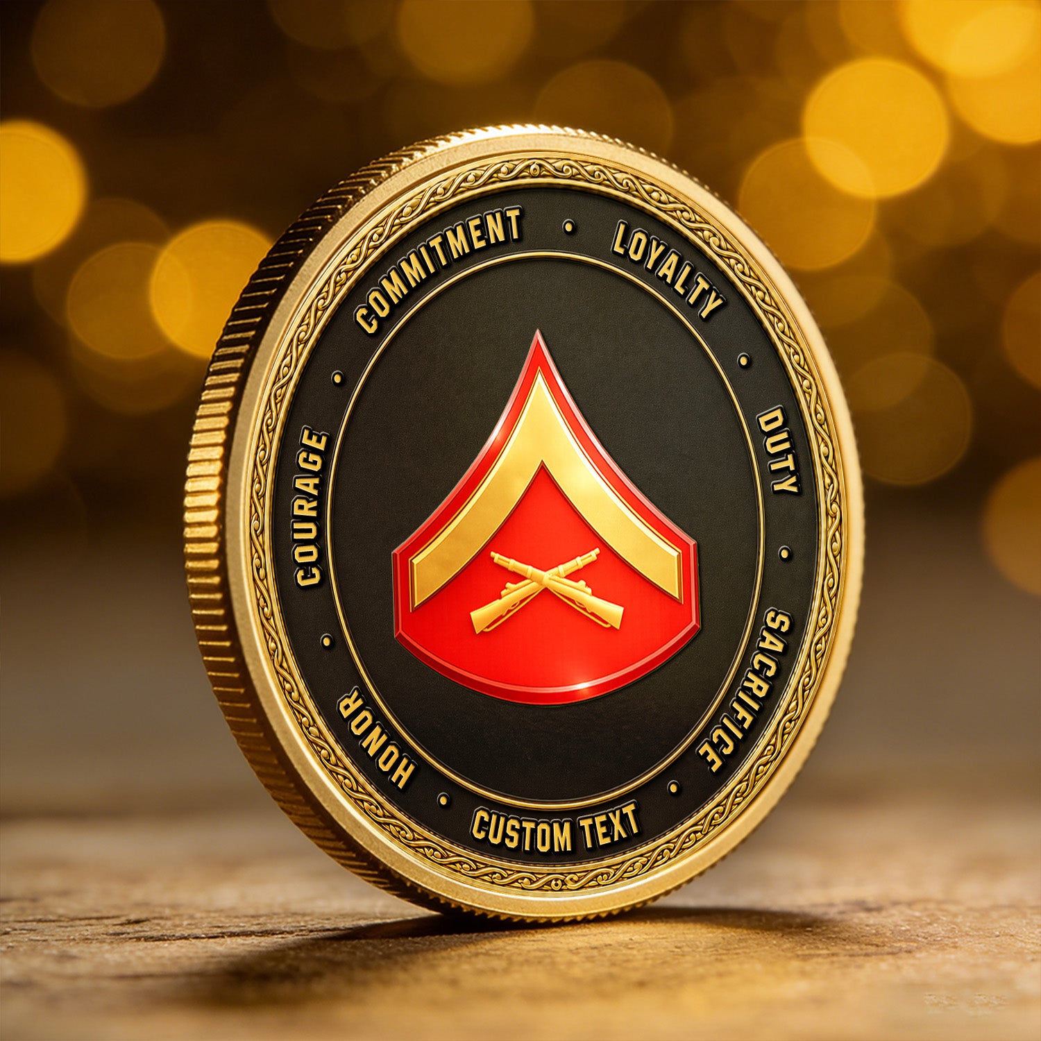 Custom USMC Marine Rank and Service Text 3D Challenge Coin