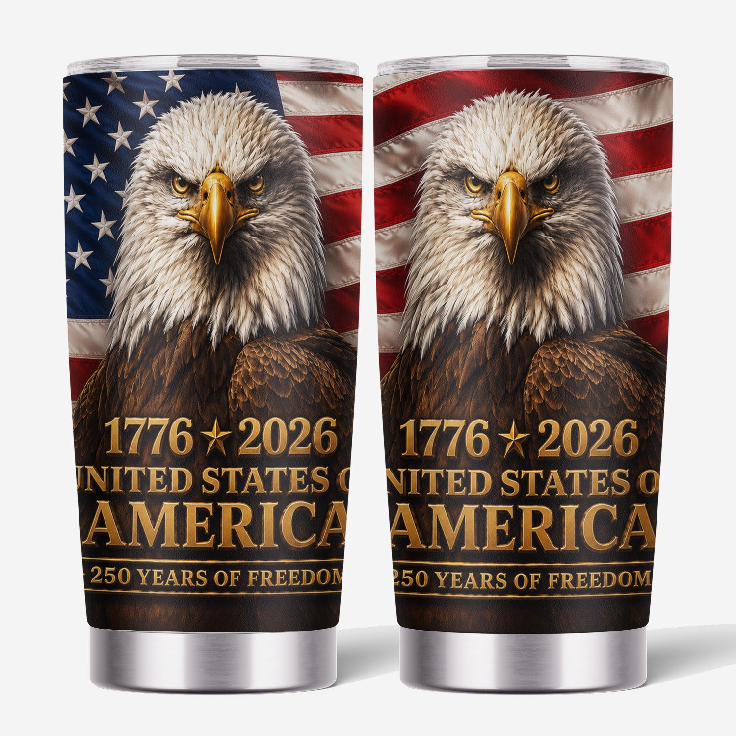 USA 250th Anniversary Bald Eagle American Flag 20oz Tumbler