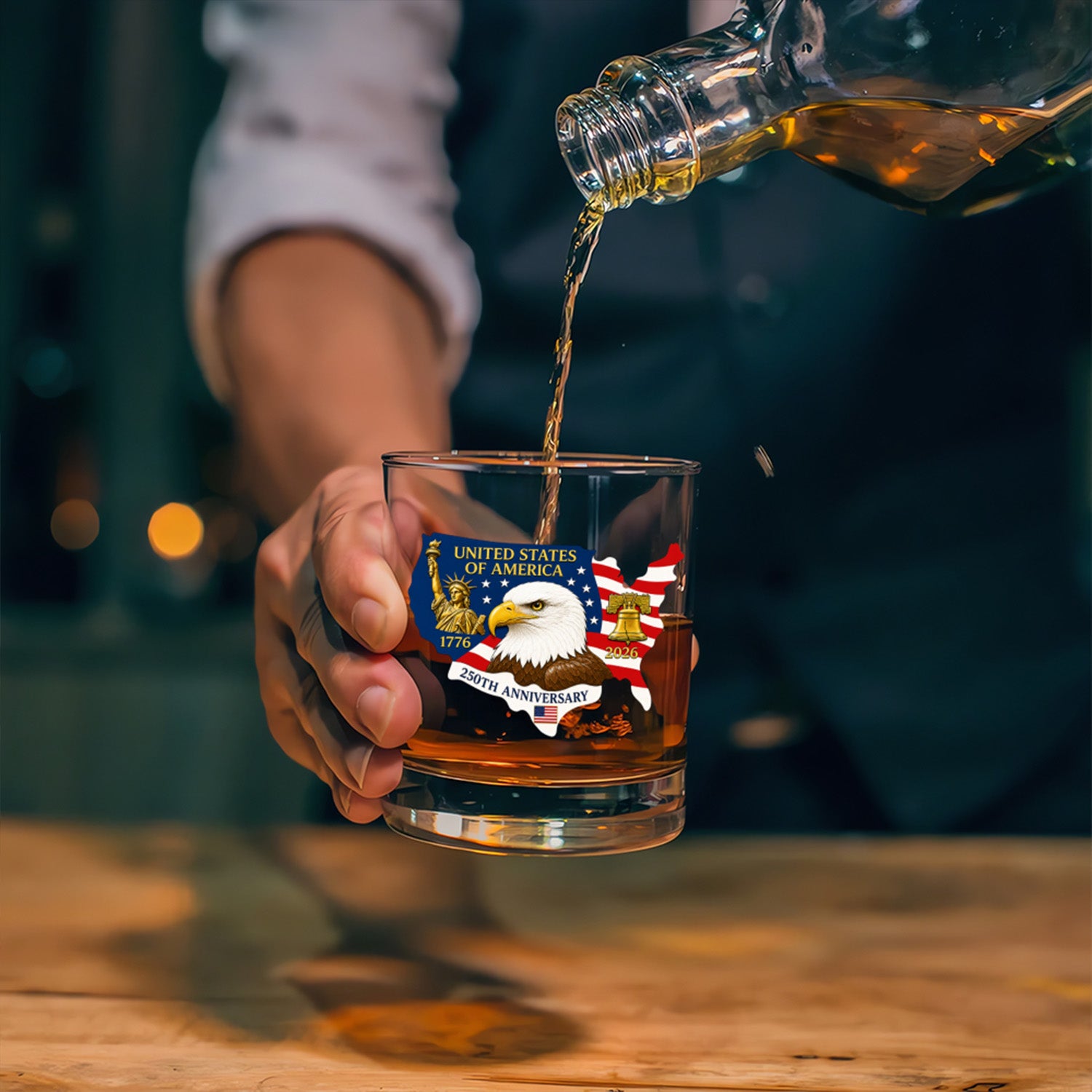 USA Independence 250th Anniversary Whiskey Glass