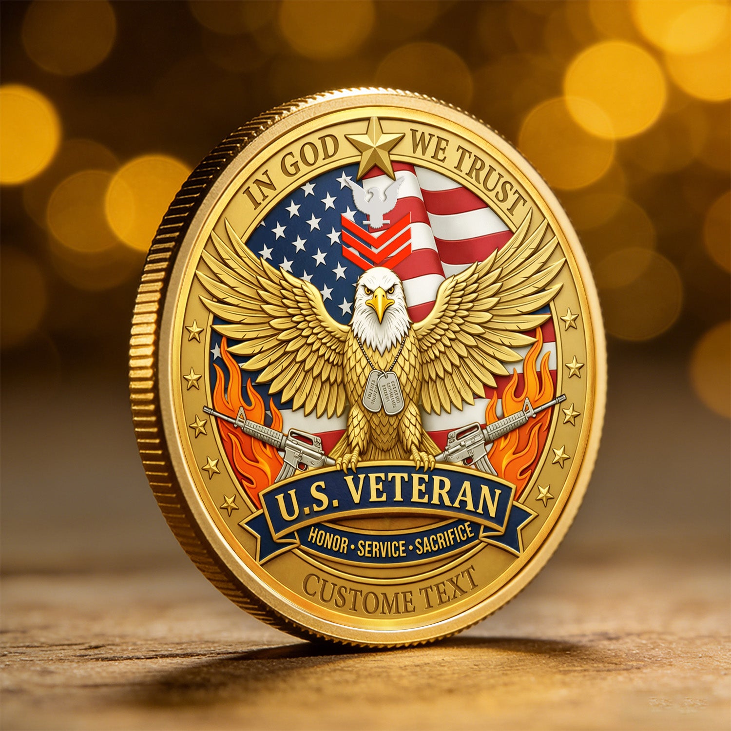 Personalized U.S. Navy Veteran Eagle Challenge Coin