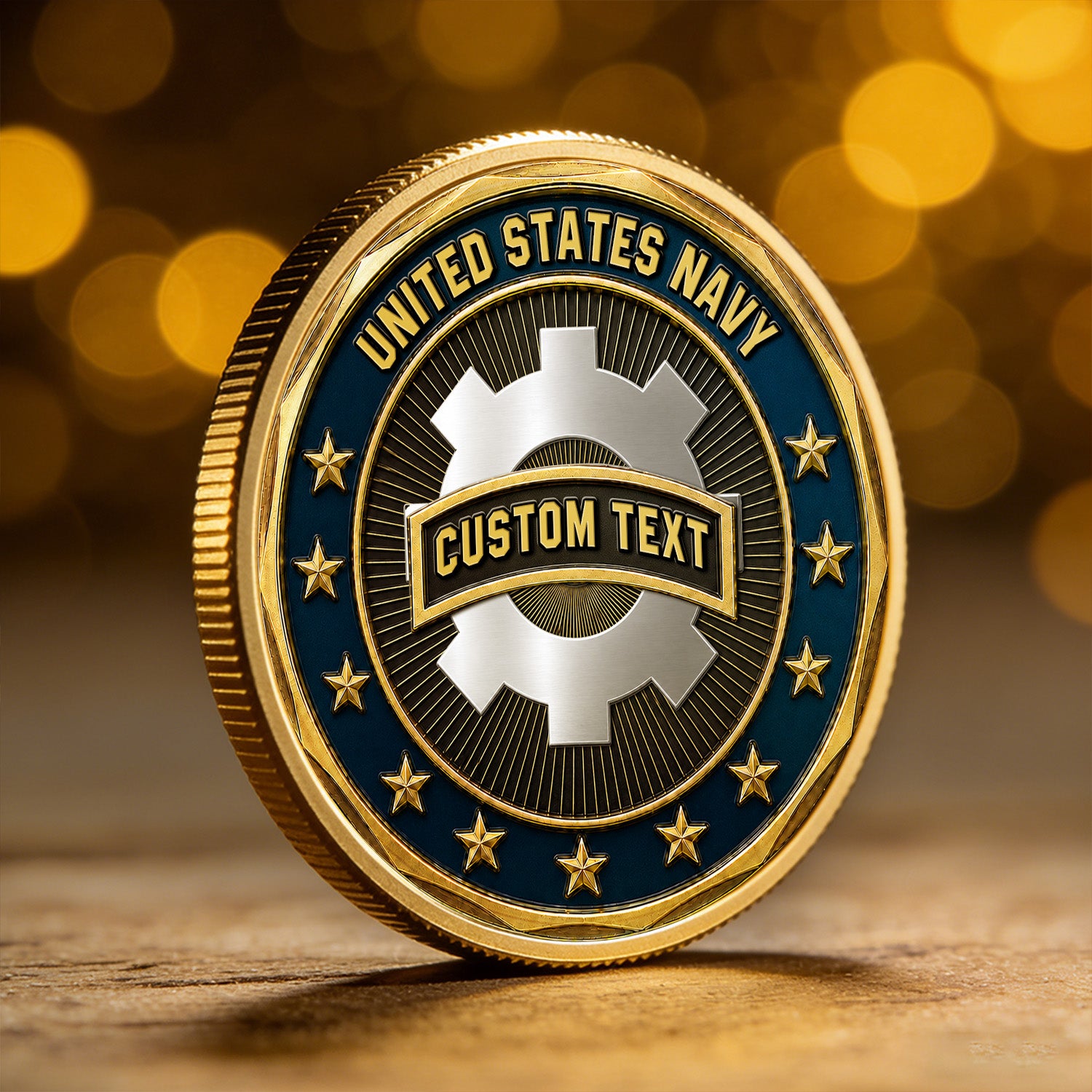 US Navy Custom Rank and Text 3D Challenge Coin Tribute