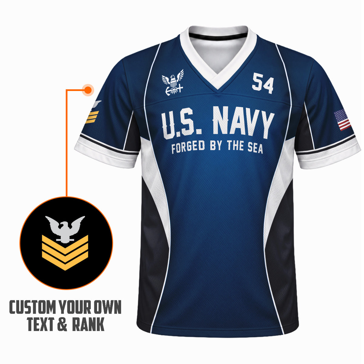 Personalized U.S. Navy Jersey Custom Rank Jersey Number and Text