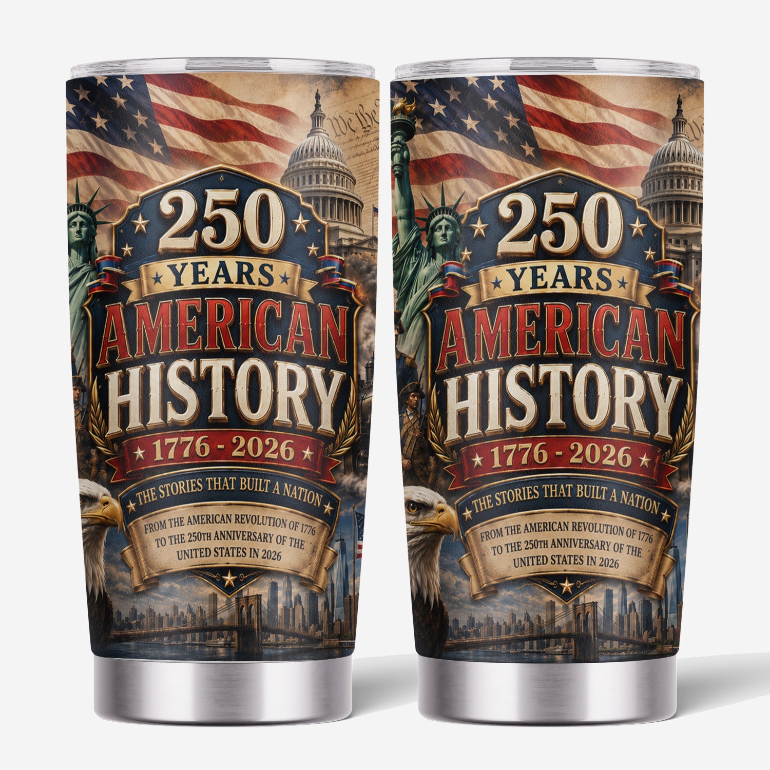 USA Patriotic Tumbler 20oz 250th Anniversary Gift