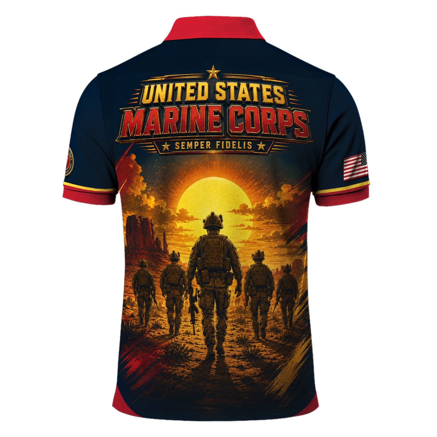 Custom USMC Veteran 3D Polo Shirt with Name and Rank
