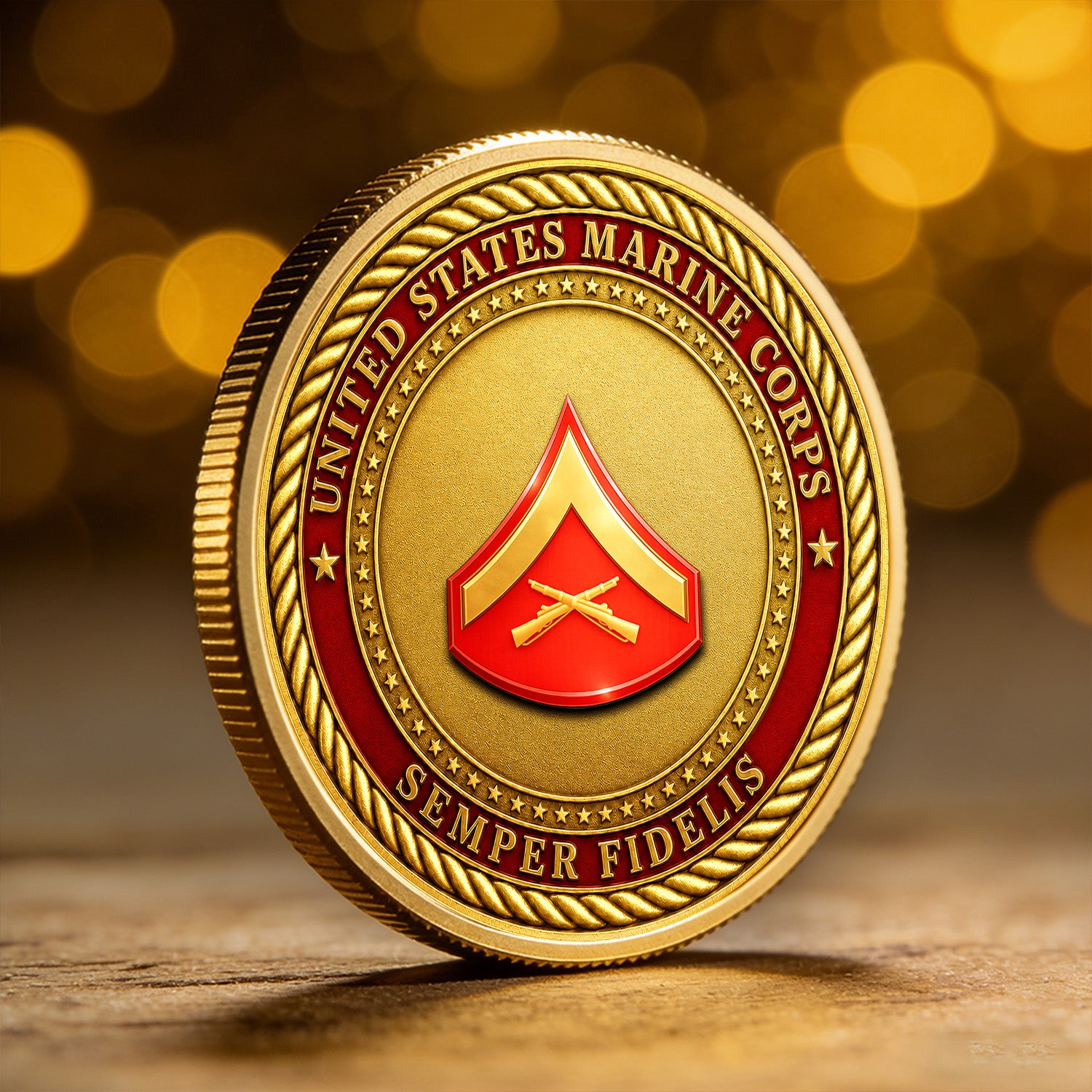 Custom USMC Enlisted Rank Text 3D Challenge Coin Gift