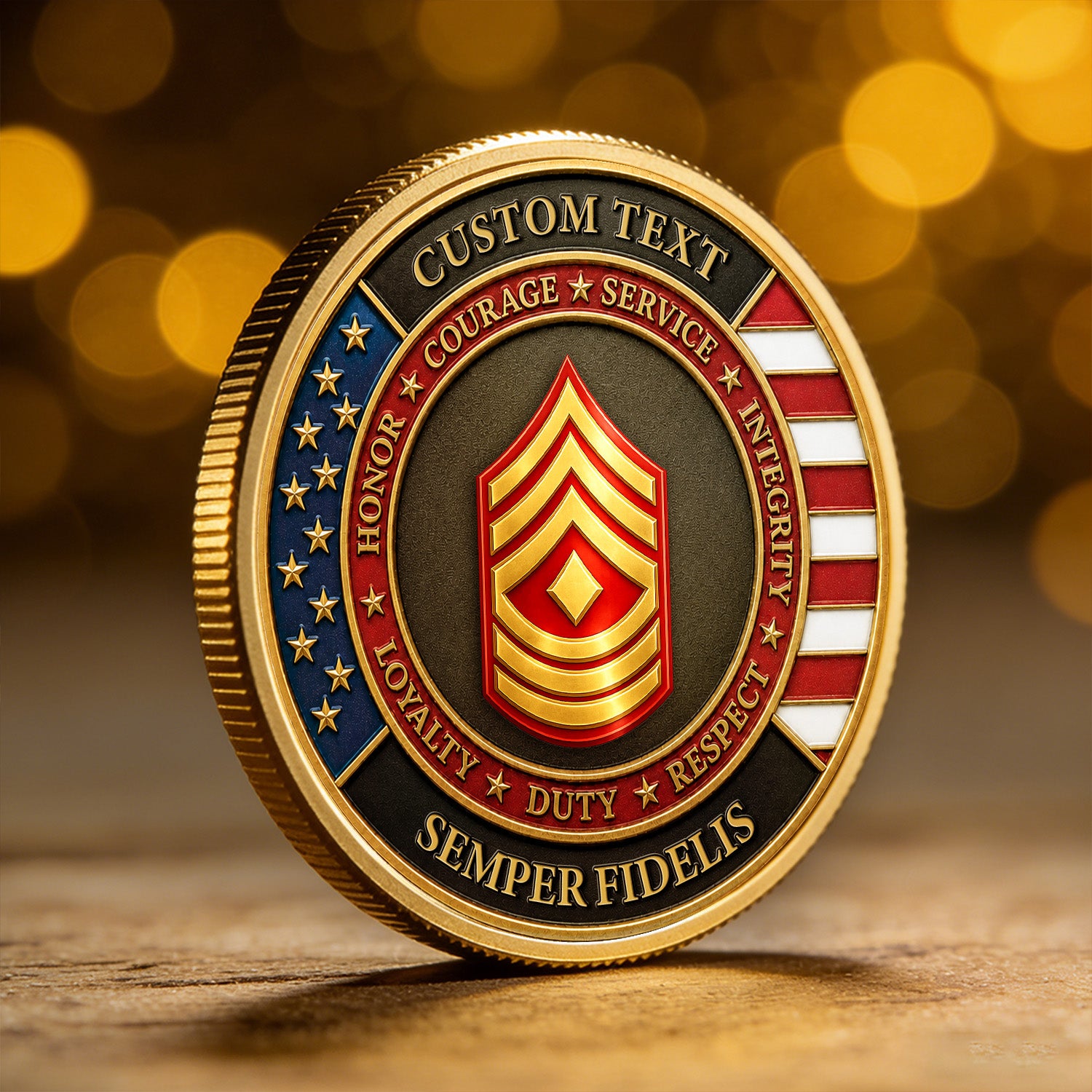US Marine Corps Custom Rank Message 3D Challenge Coin Tribute