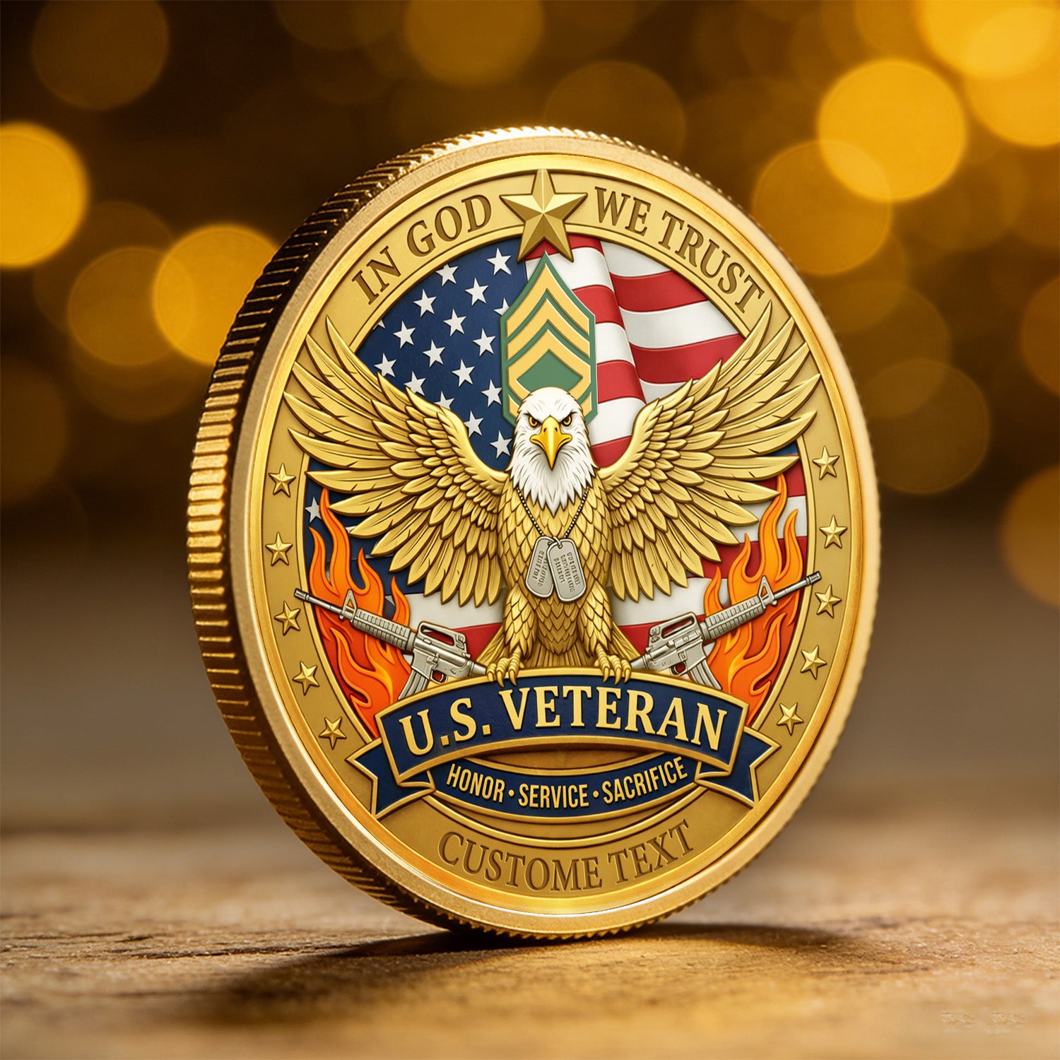 Personalized U.S. Army Veteran Eagle Challenge Coin