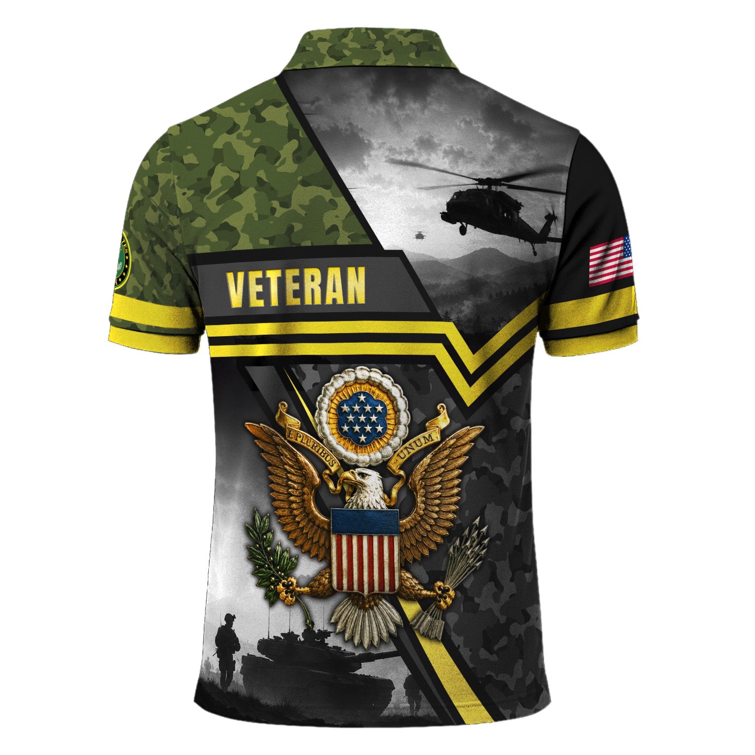 Custom Army Name and Rank 3D Polo Shirt for Veterans