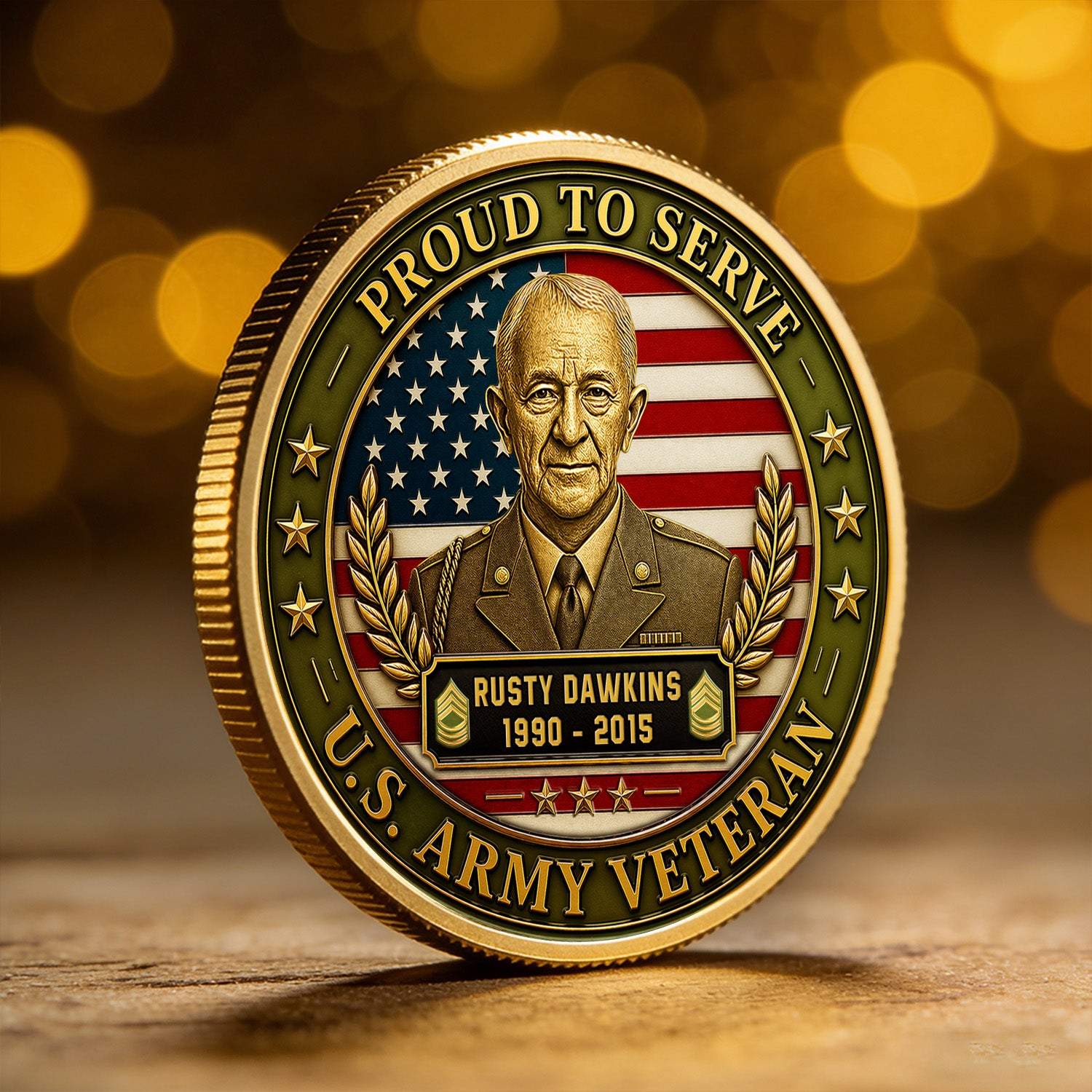 Personalized Army Coin Custom Photo Rank Name Gift