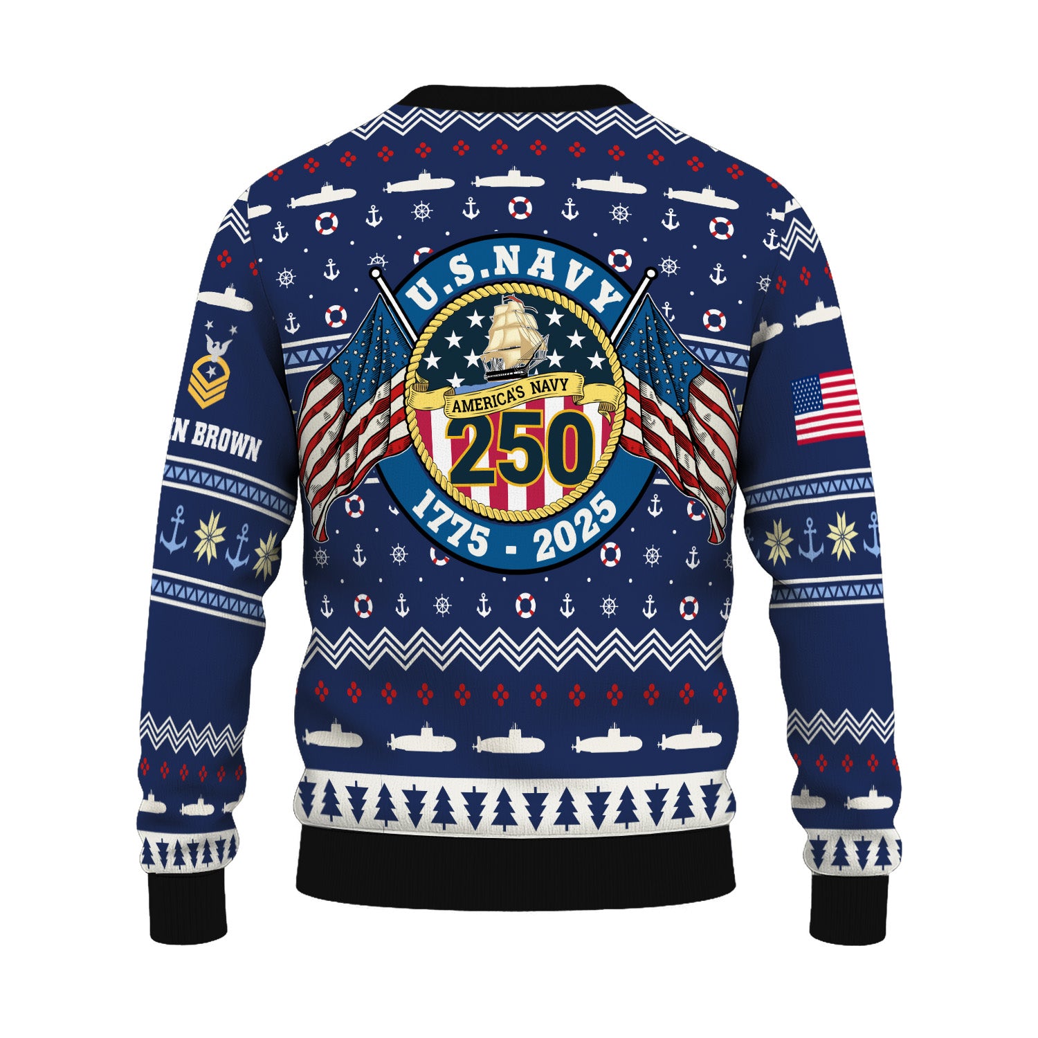 Custom Ranks And Text US Navy Ugly Christmas Sweater for Women Men KRUST01