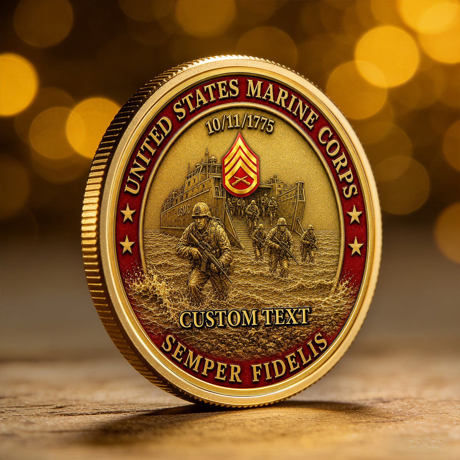 Marine Corps Officer Rank Personalized 3D Challenge Coin