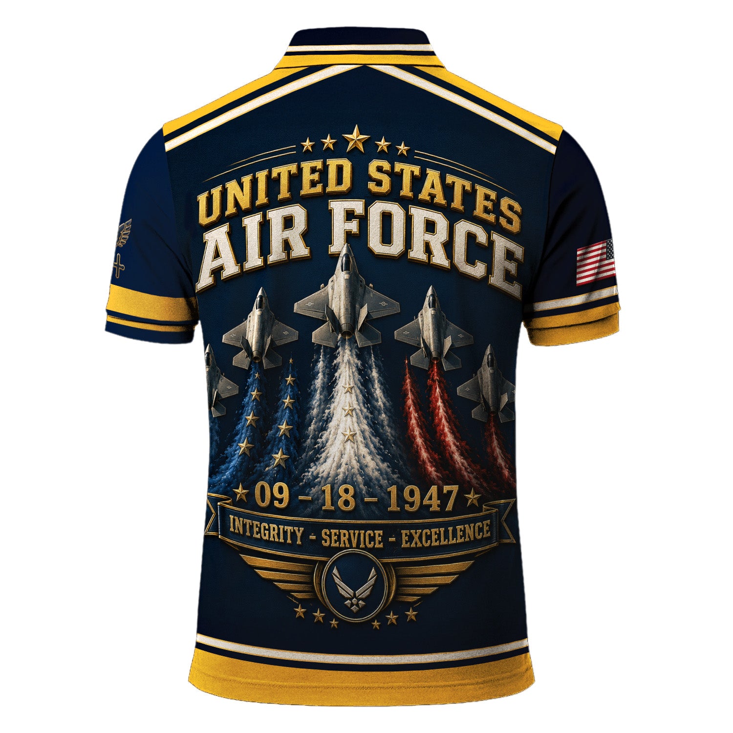 Custom USAF Name Rank 3D Polo Shirt for Veterans