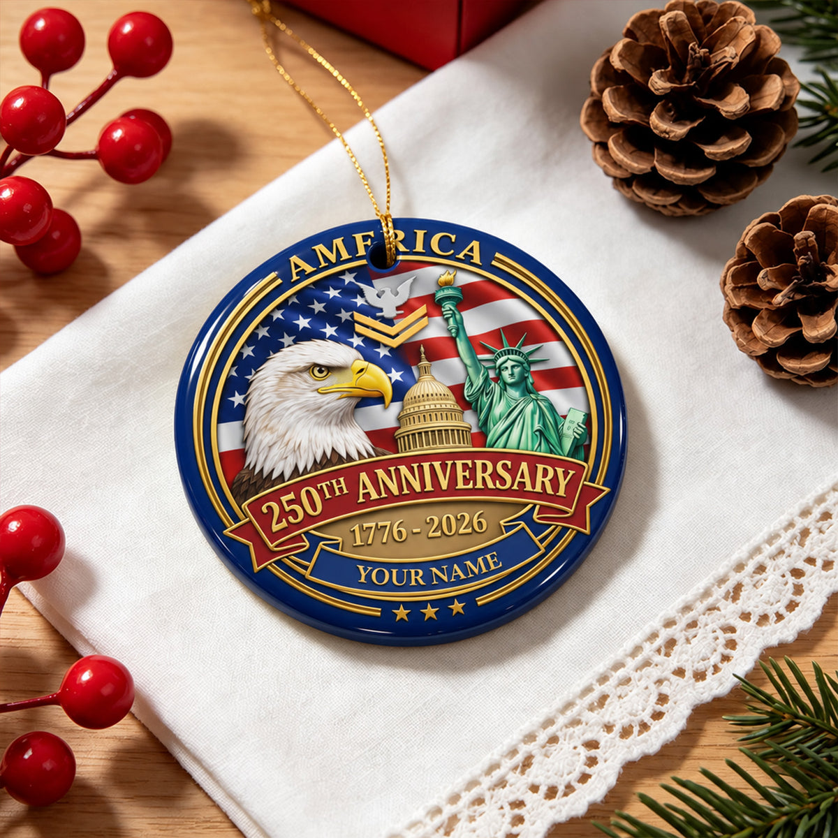 Custom U.S. Marine Corps Ceramic Ornament Personalized Rank and Text