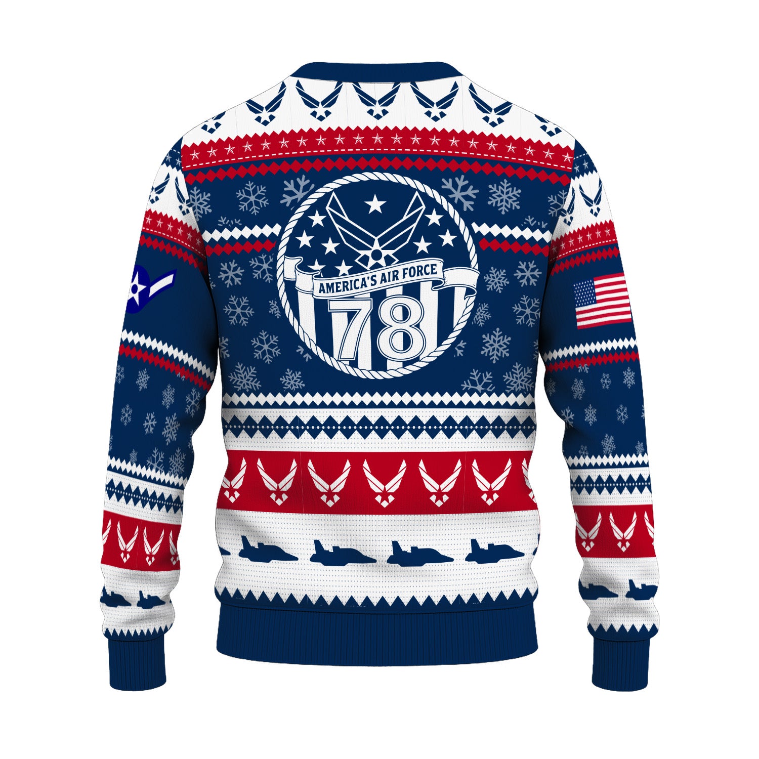 Custom Ranks US Air Force Ugly Christmas Sweater for Women Men KRUST03