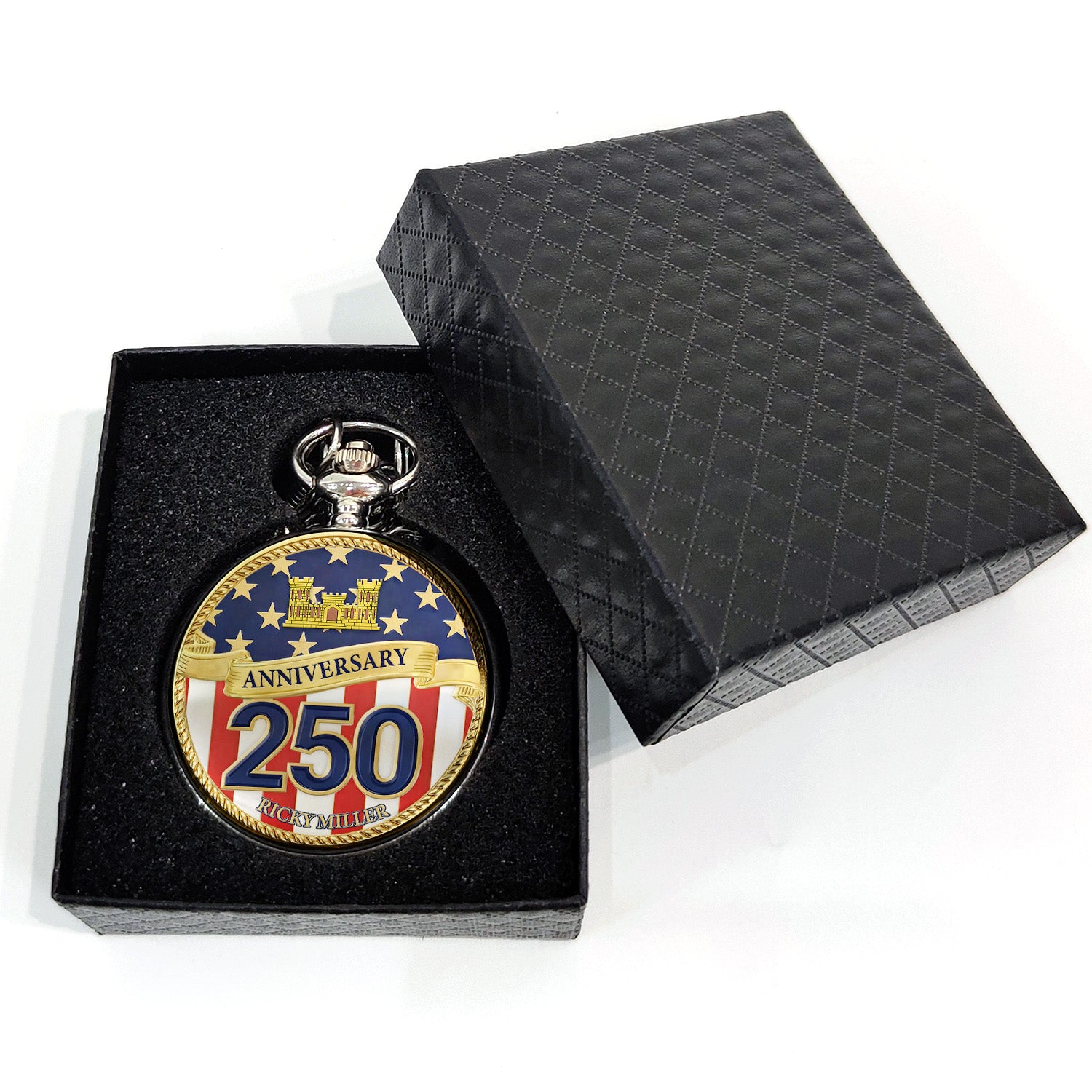 Army Veteran Pocket Watch Custom Rank Name Gift for Him