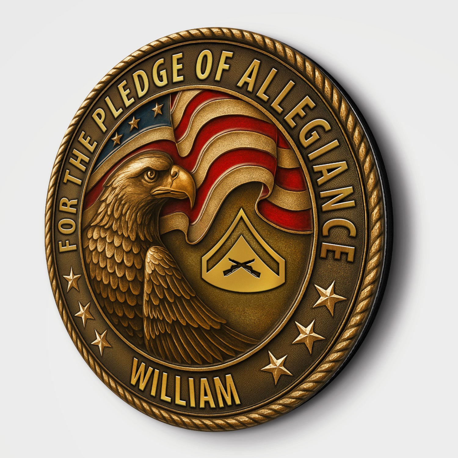 For the Pledge of Allegiance, Custom Military Rank & Name