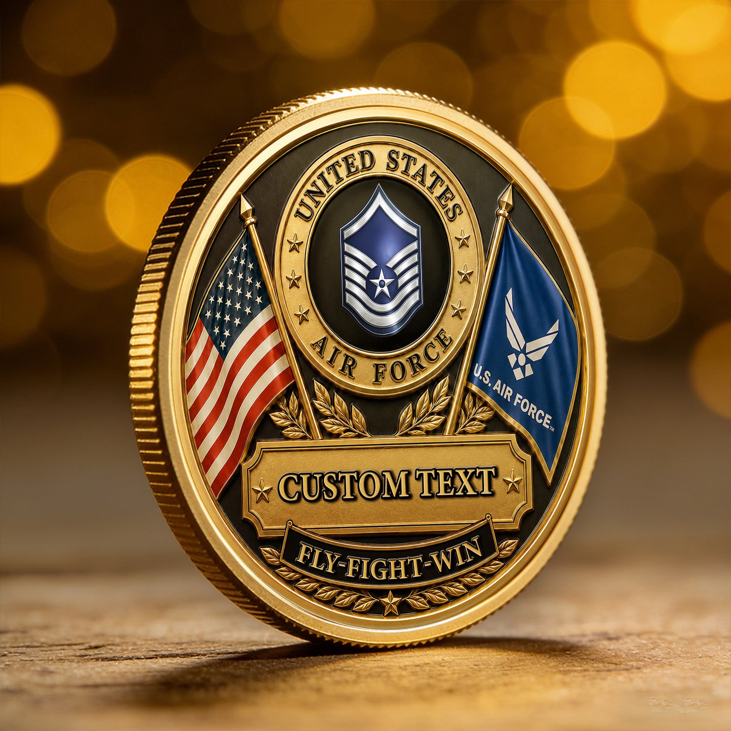 Custom USAF Military Rank Message 3D Challenge Coin