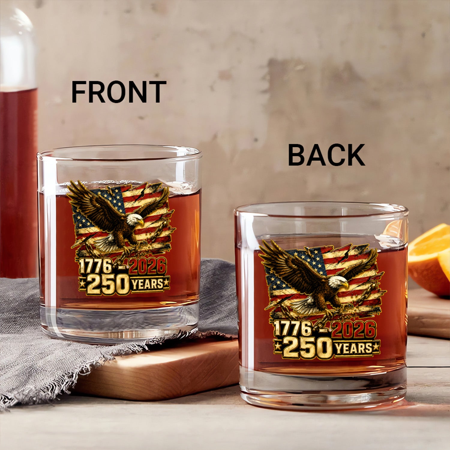 America 250 Whiskey Glass 1776-2026 Gift