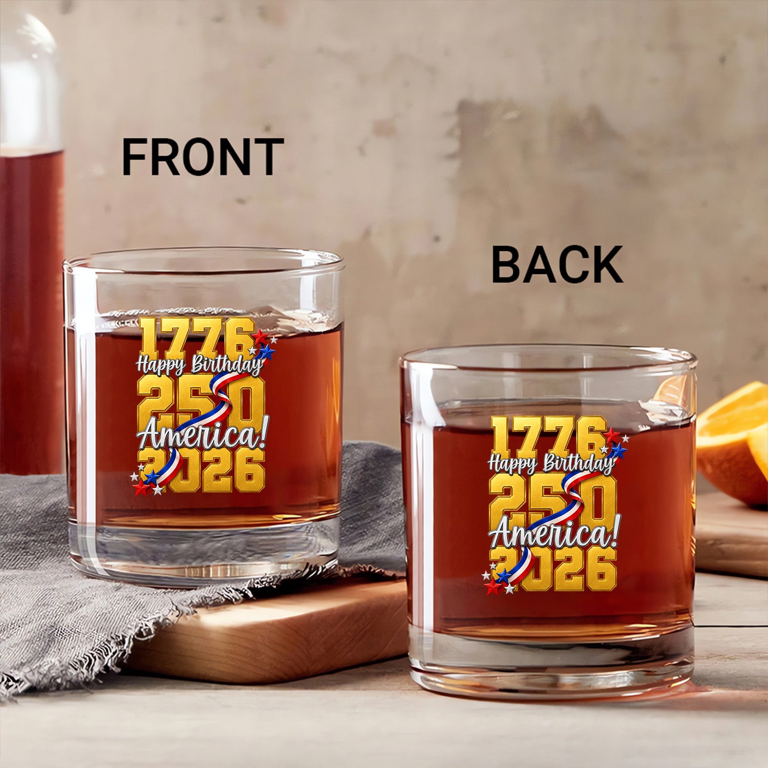USA 250 Patriotic Bourbon Glass Collector Gift