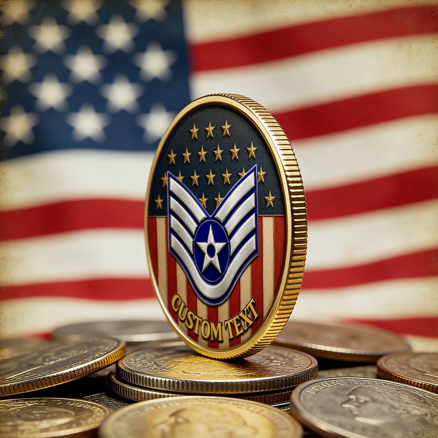 Personalized USAF Enlisted Rank 3D Challenge Coin Gift