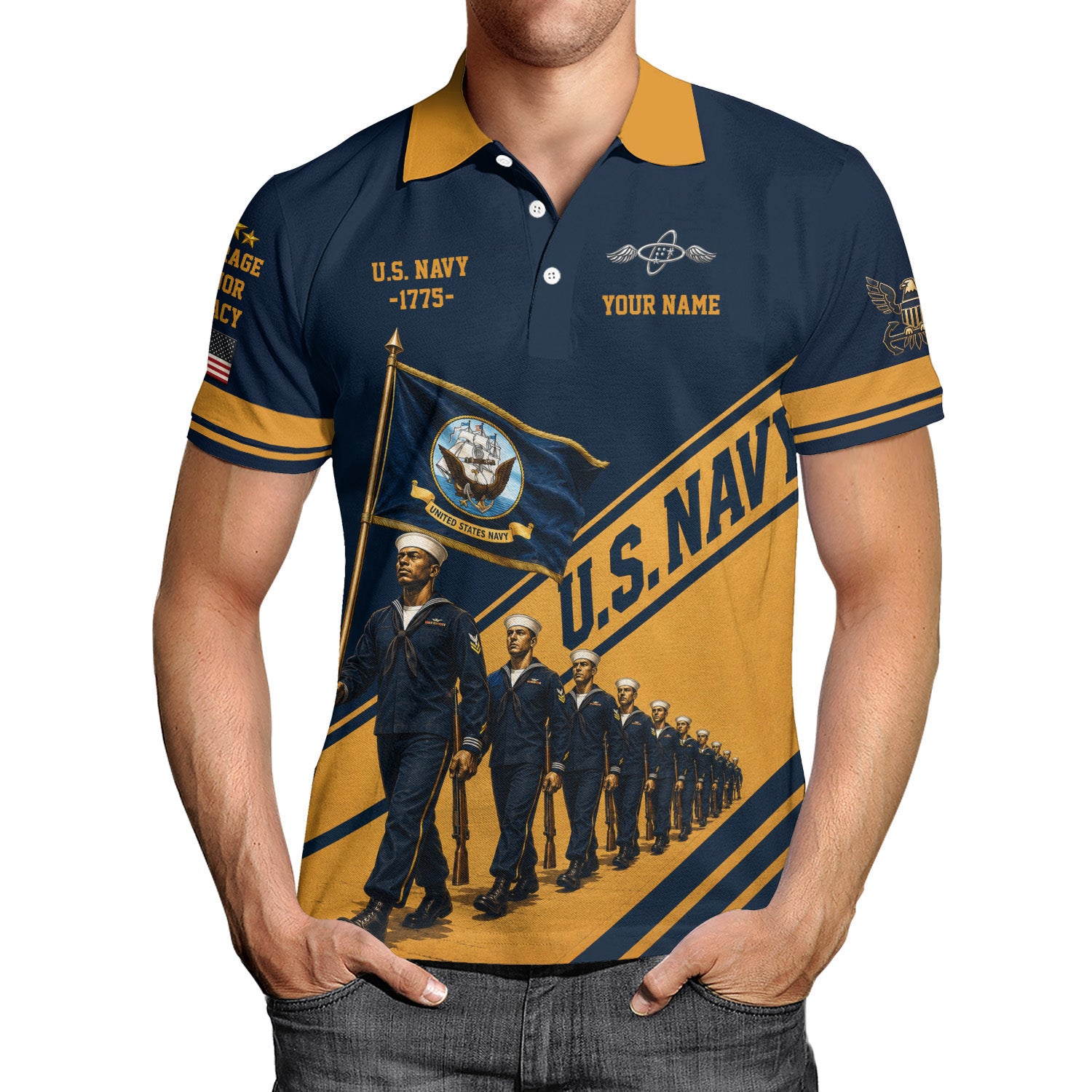 Personalized US Navy Sailor 3D All-Over Print Polo Shirt