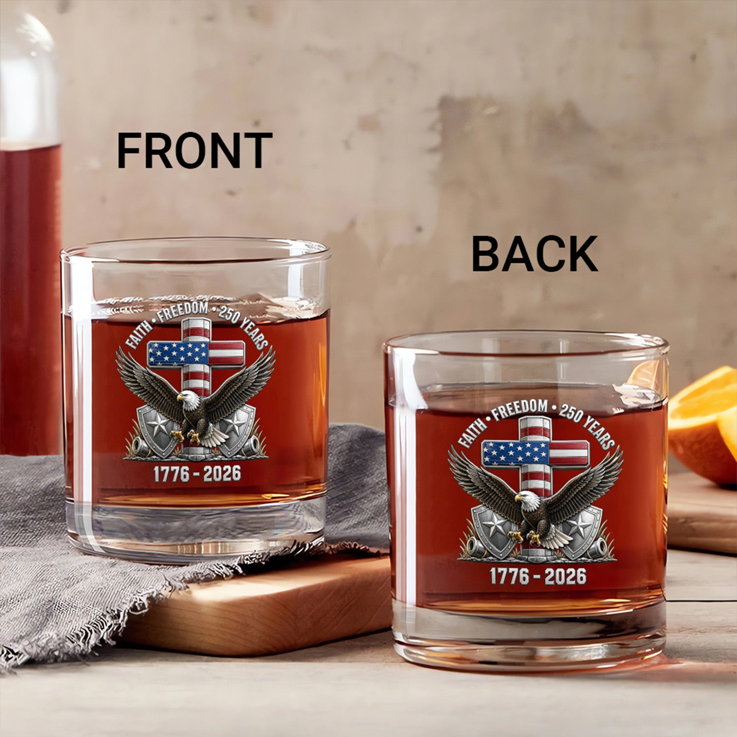 USA 250 Celebration Whiskey Glass Independence Gift