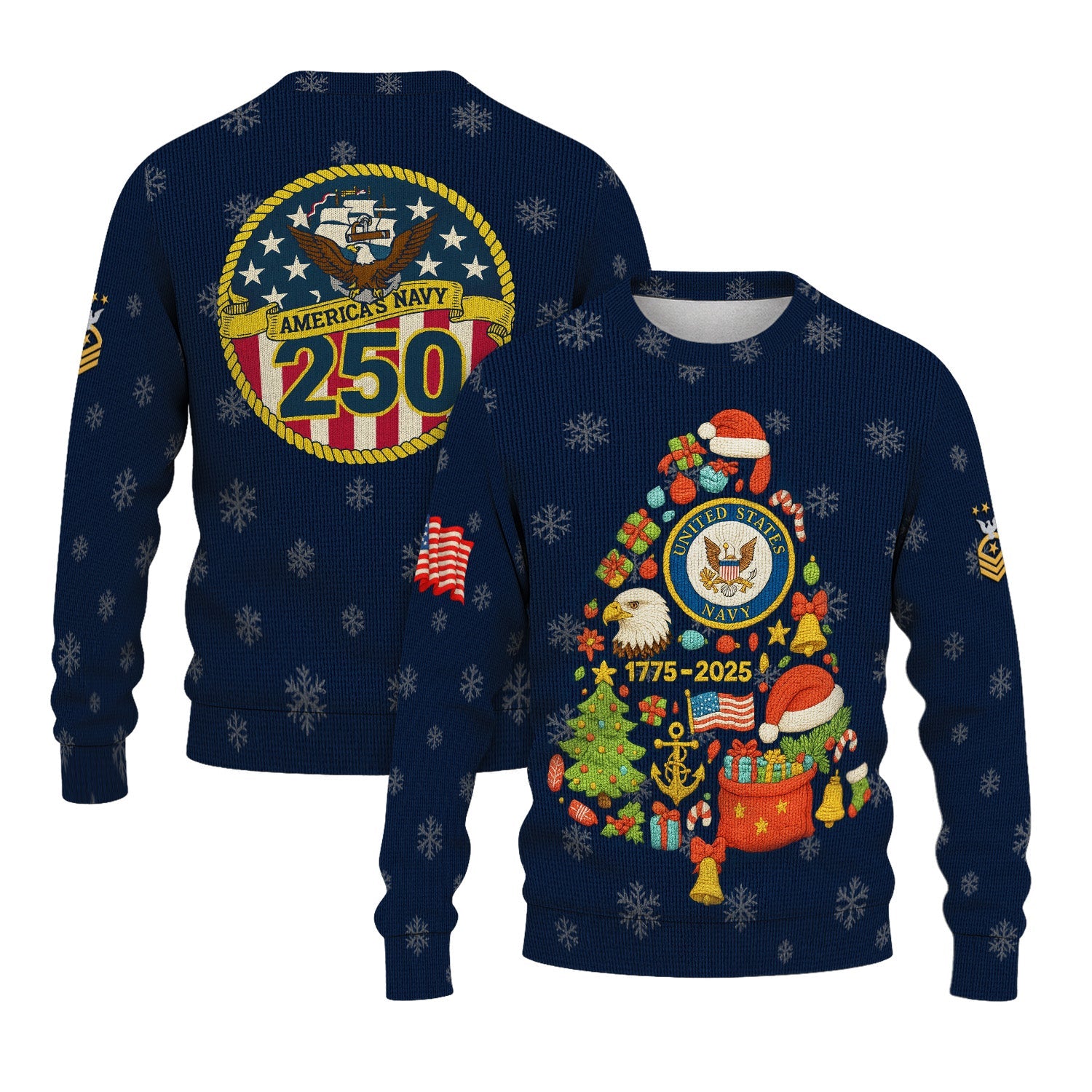 Personalized US Navy Christmas Ugly Sweater KRUST14