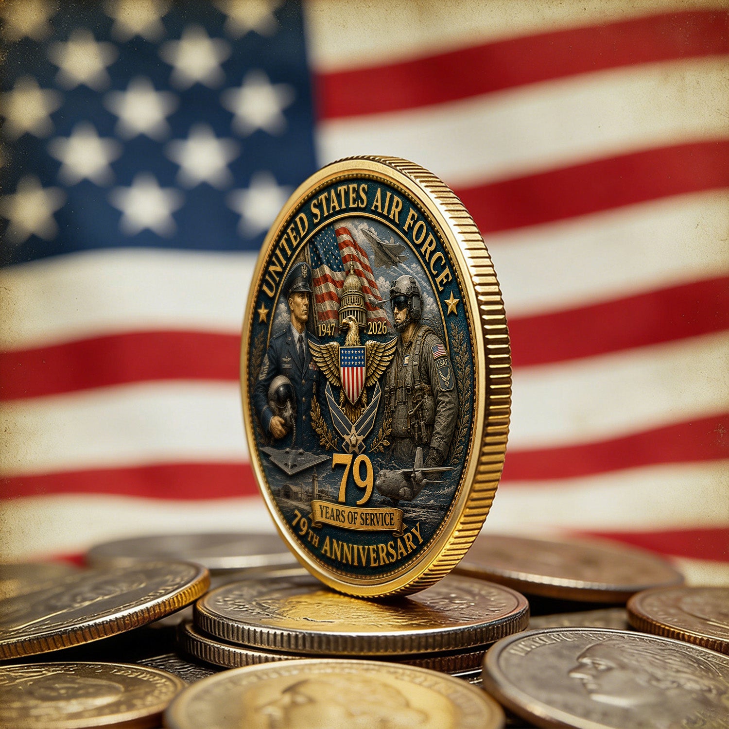 Personalized U.S. Air Force 250th Anniversary Soldier Challenge Coin