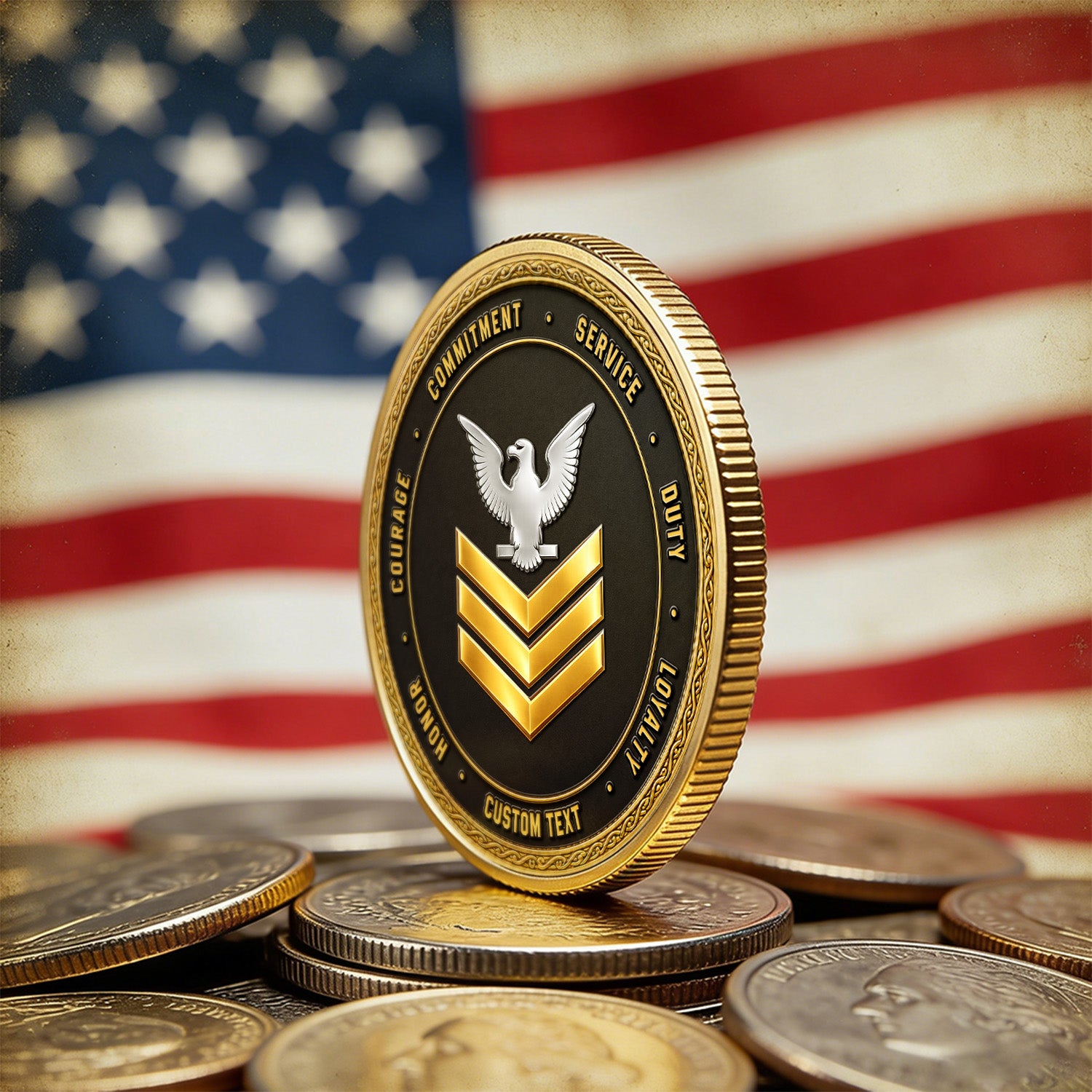 Personalized Navy Service Rank 3D Challenge Coin Keepsake