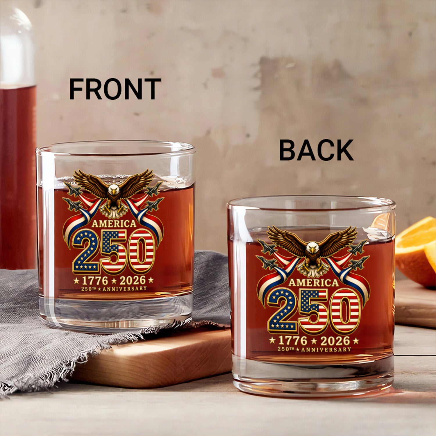 Semiquincentennial Whiskey Glass USA 250 Celebration Gift