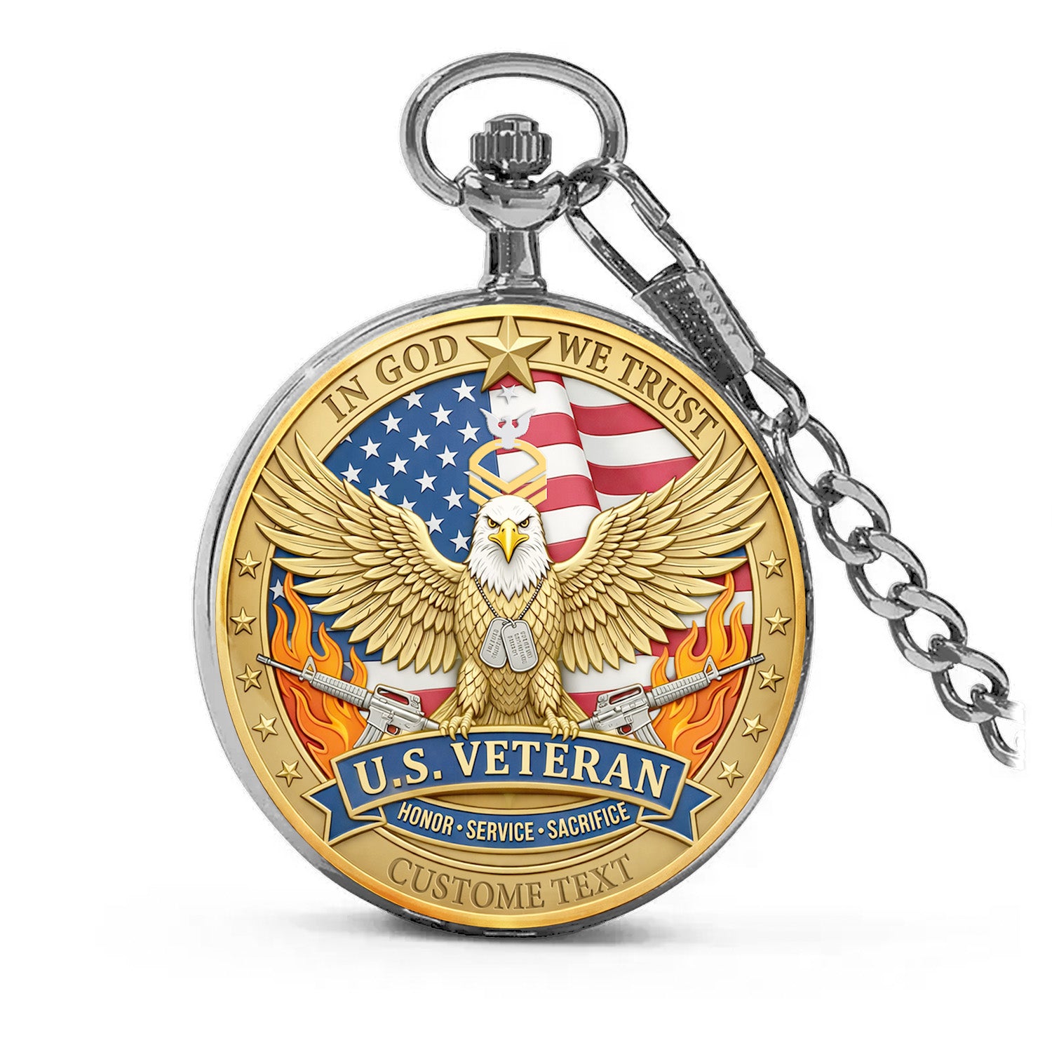 Personalized US Navy 250th Anniversary Gift Pocket Watch