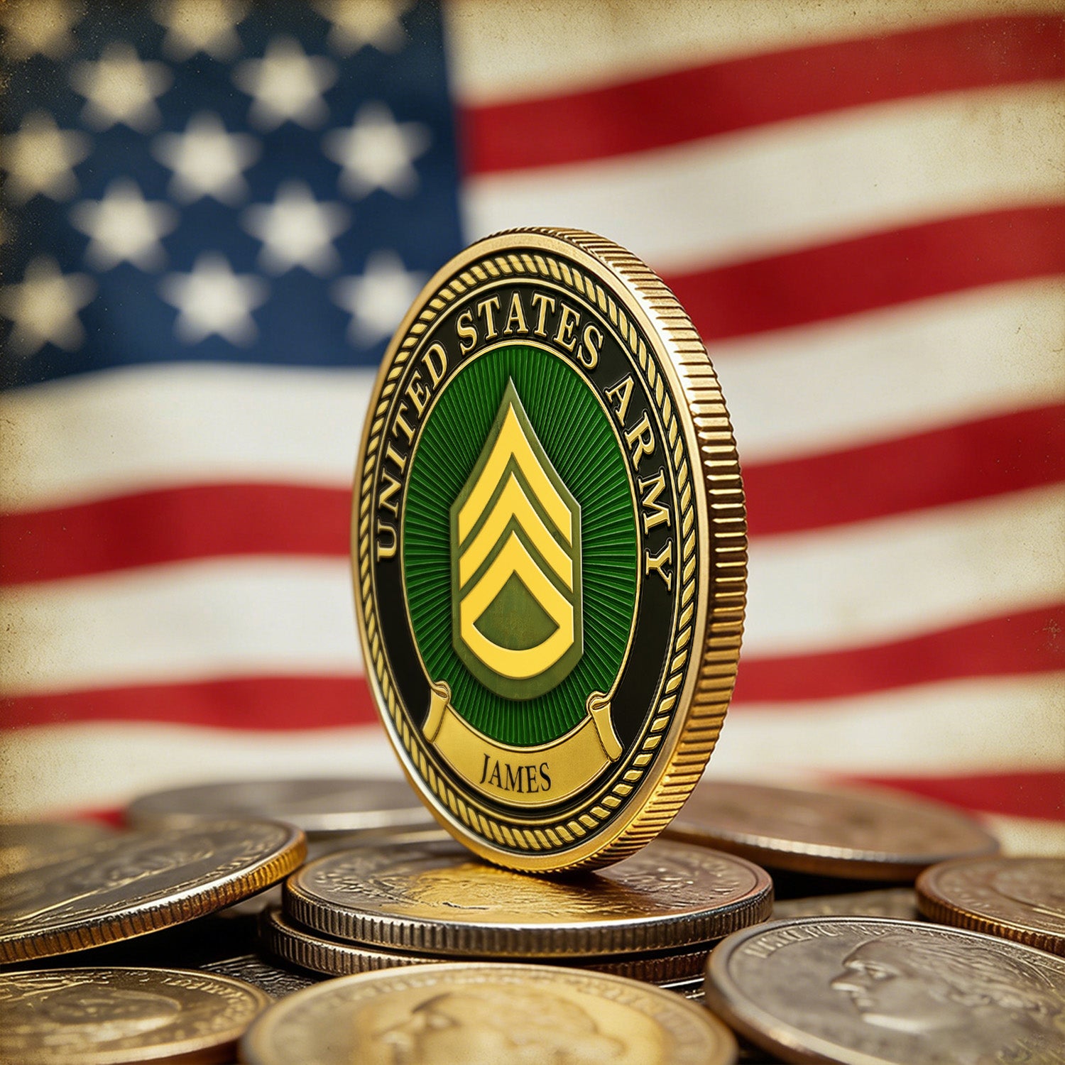 Custom Army Challenge Coin Personalized Rank Name Gift