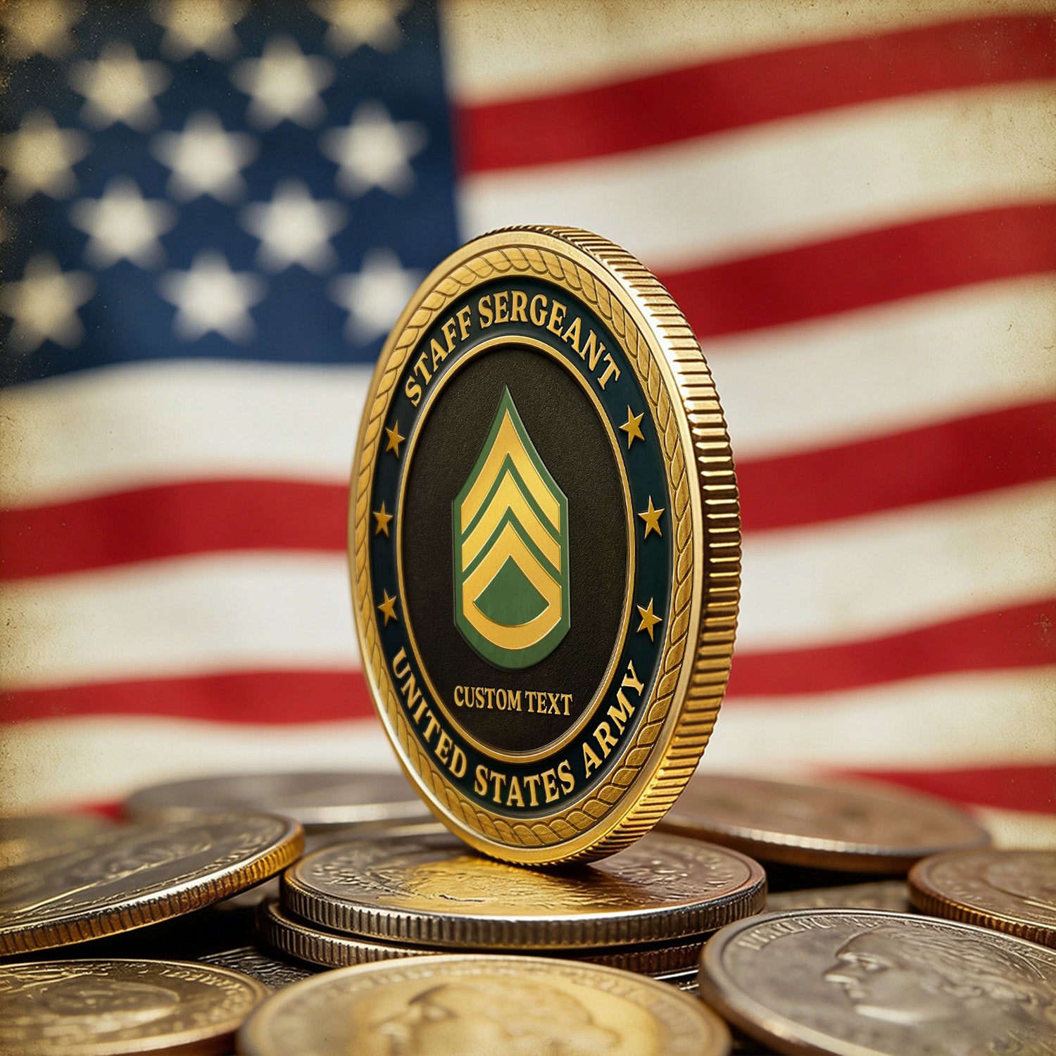 Personalized U.S.Army Rank Challenge Coin – Custom Veteran Tribute