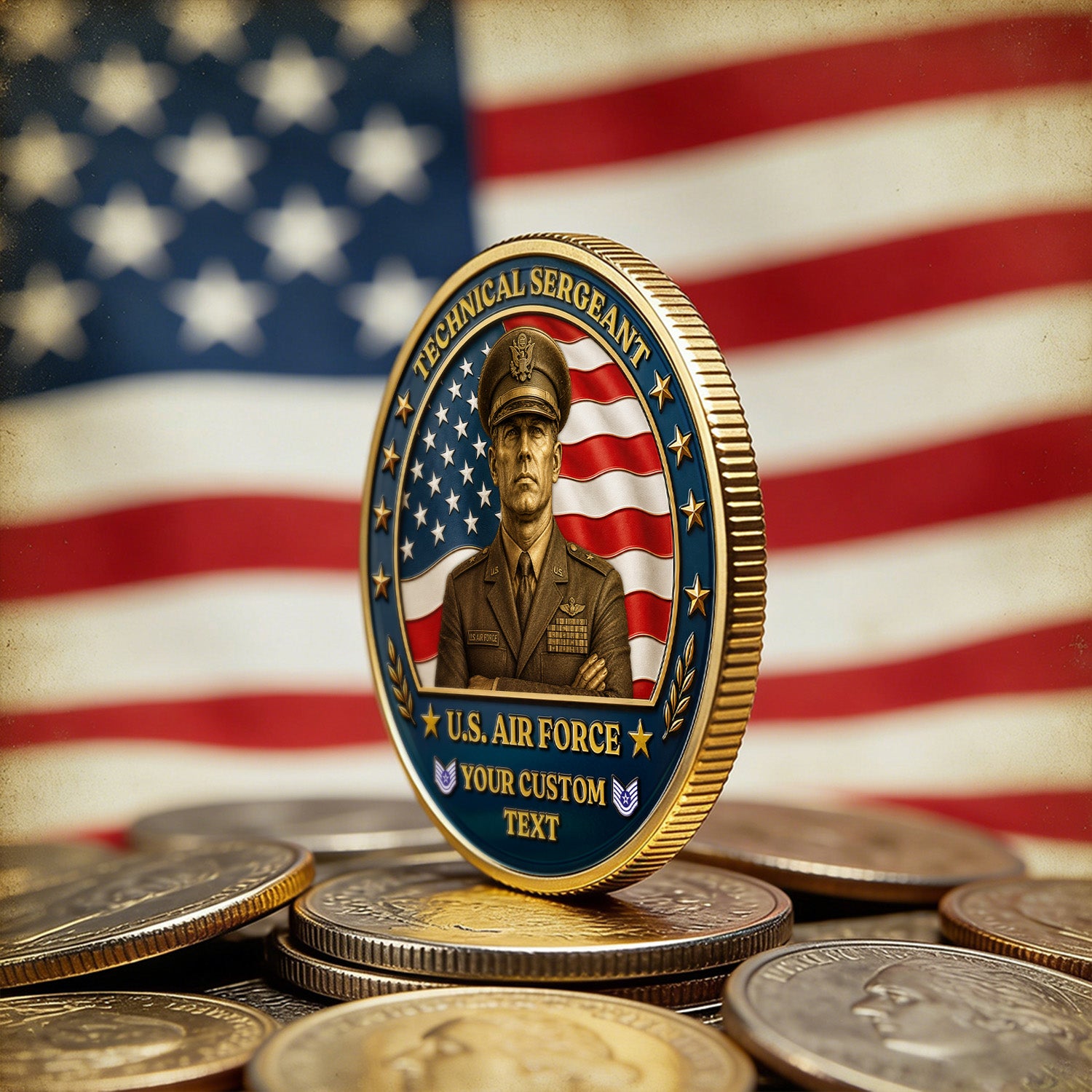 Custom Air Force Veteran Coin with Photo – Personalized Military Keepsake