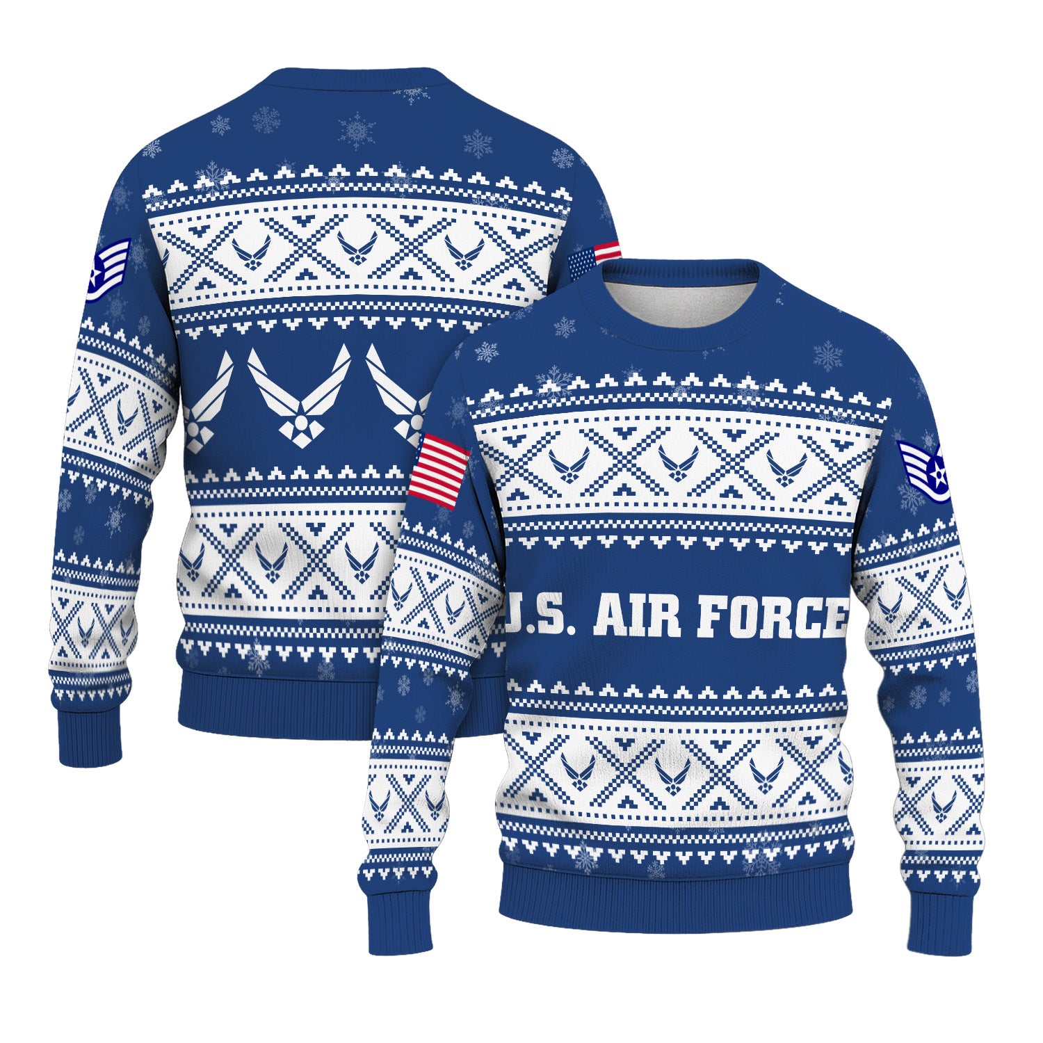 Custom Ranks US Air Force Ugly Christmas Sweater for Women Men KRUST05