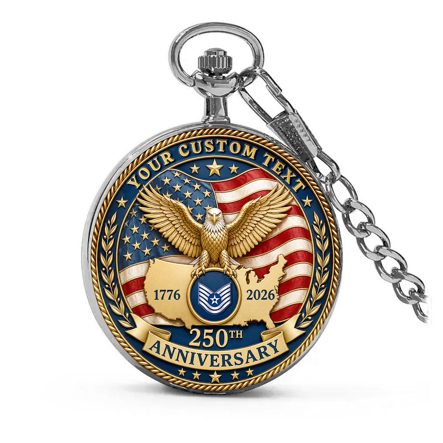 US Air Force Veteran Pocket Watch Custom Rank and Name