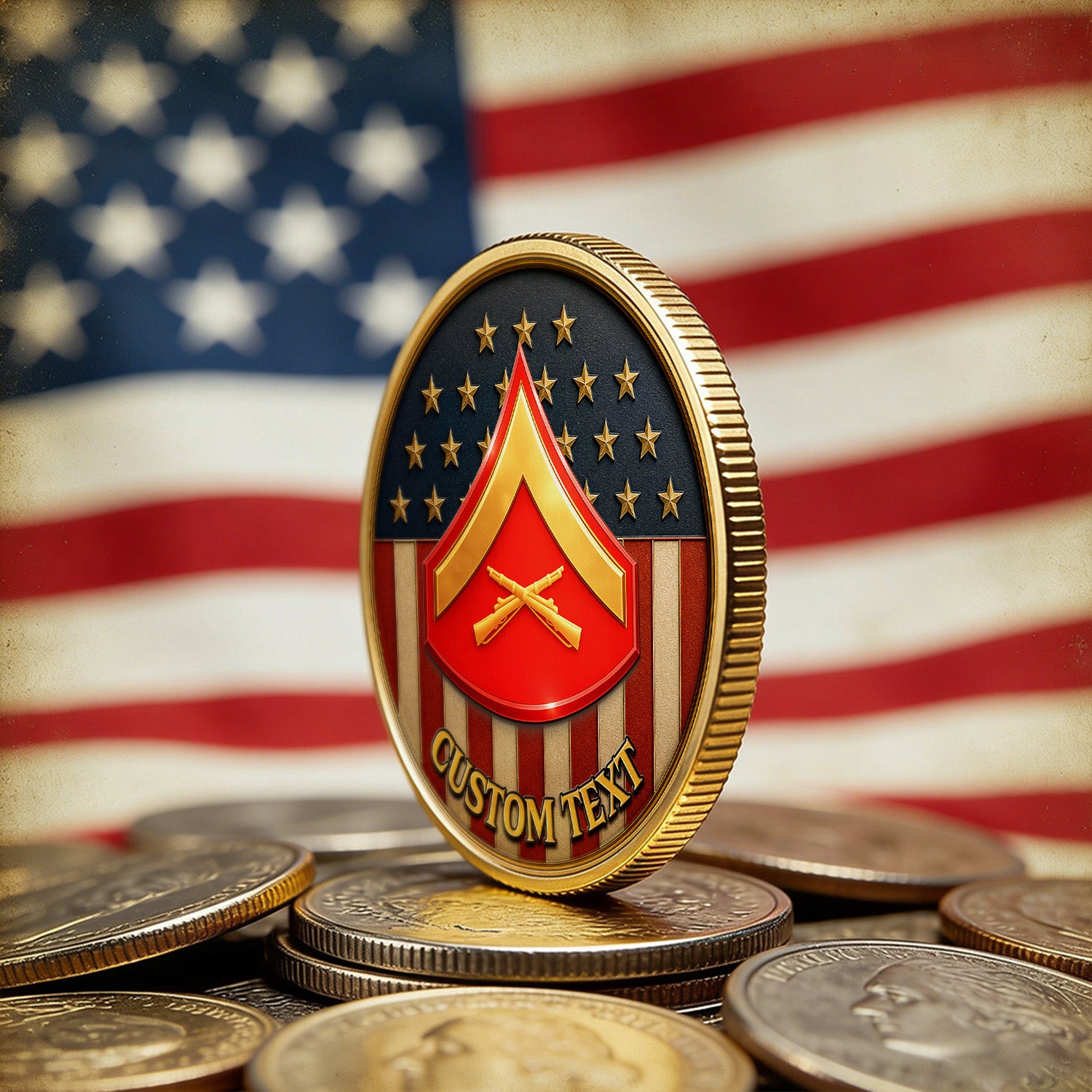 US Marine Corps Personalized Rank Name 3D Challenge Coin Gift