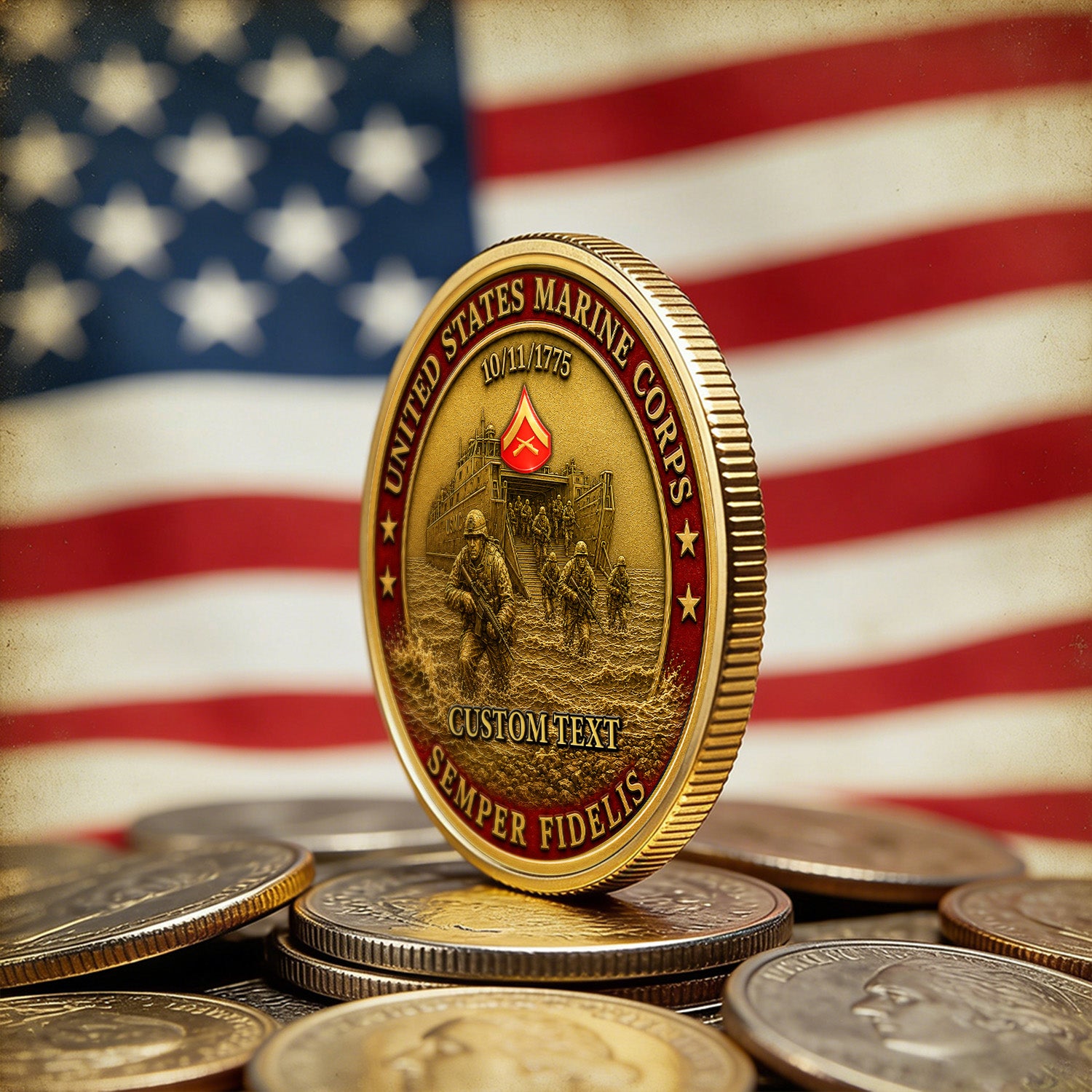 Marine Corps Officer Rank Personalized 3D Challenge Coin
