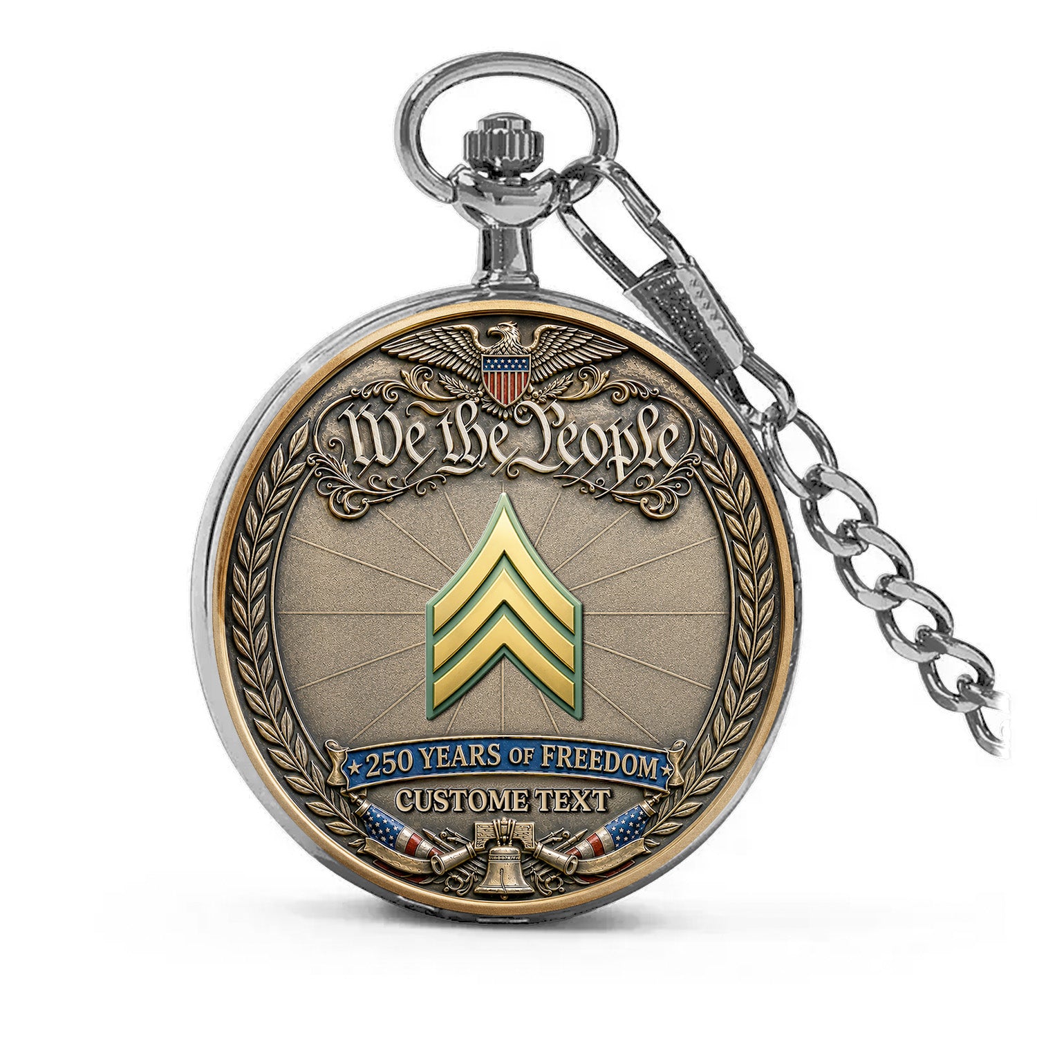 Army 250th Anniversary Custom Name Pocket Watch for Veterans