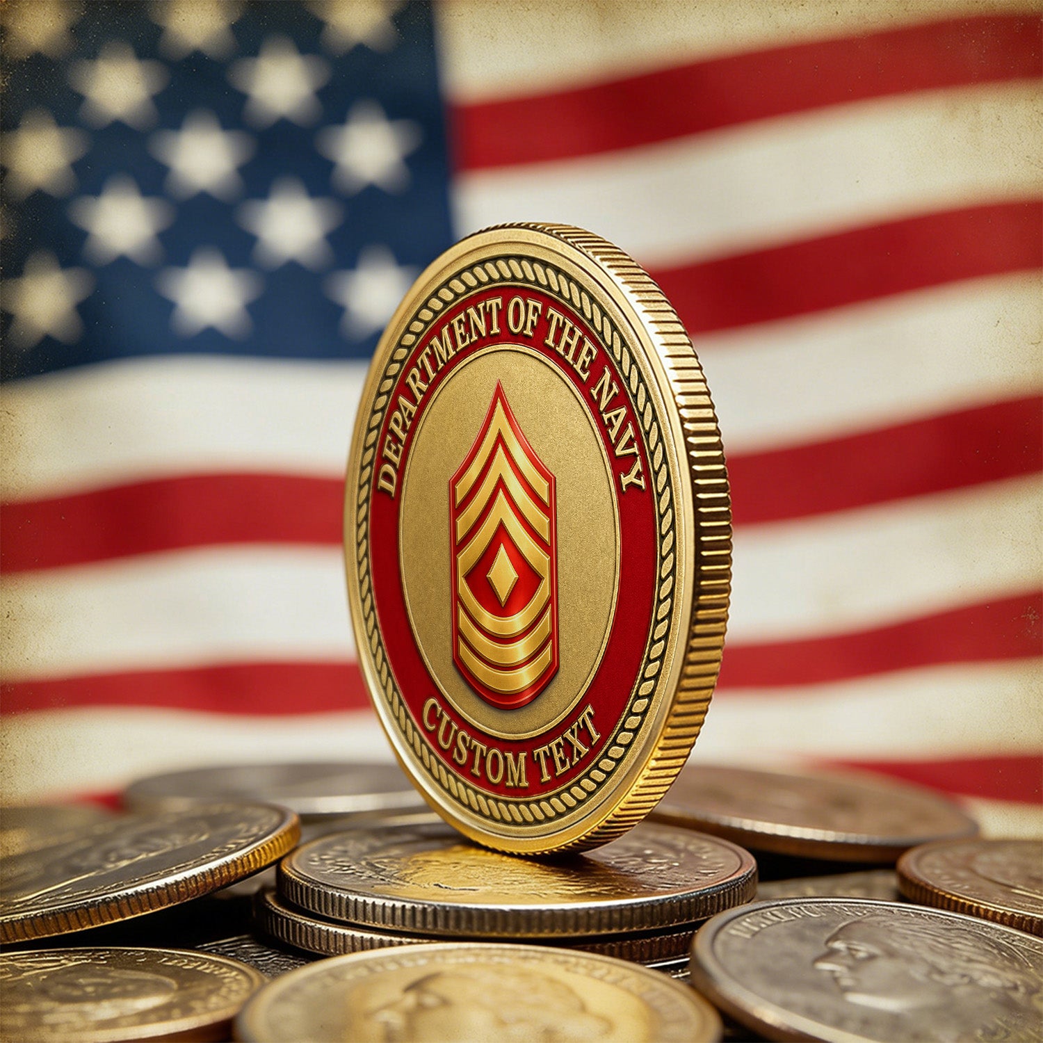 Personalized Marine Corps Insignia Rank 3D Challenge Coin